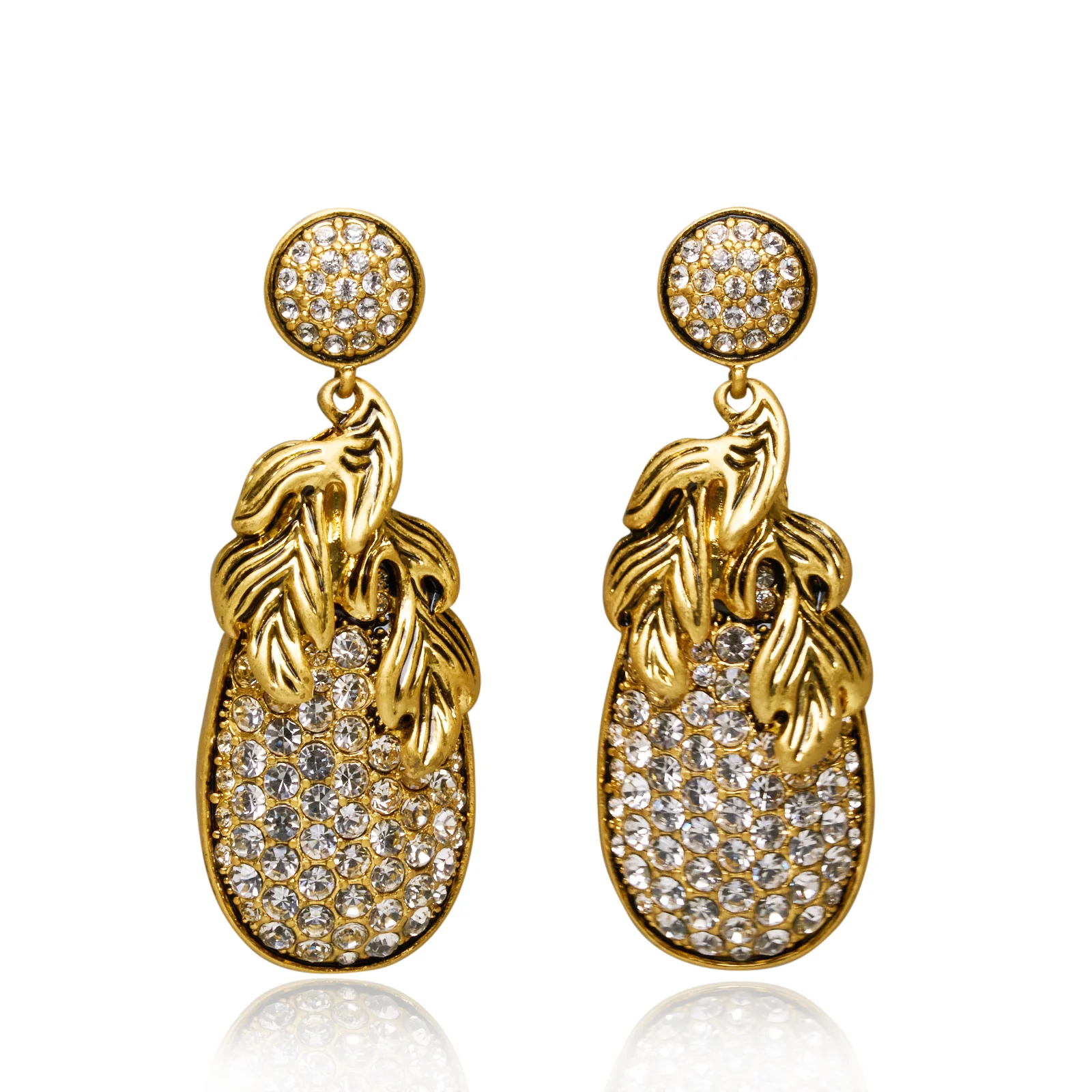 Shimmer Pineapple Gold Plated Rhinestone Earrings - Image 9