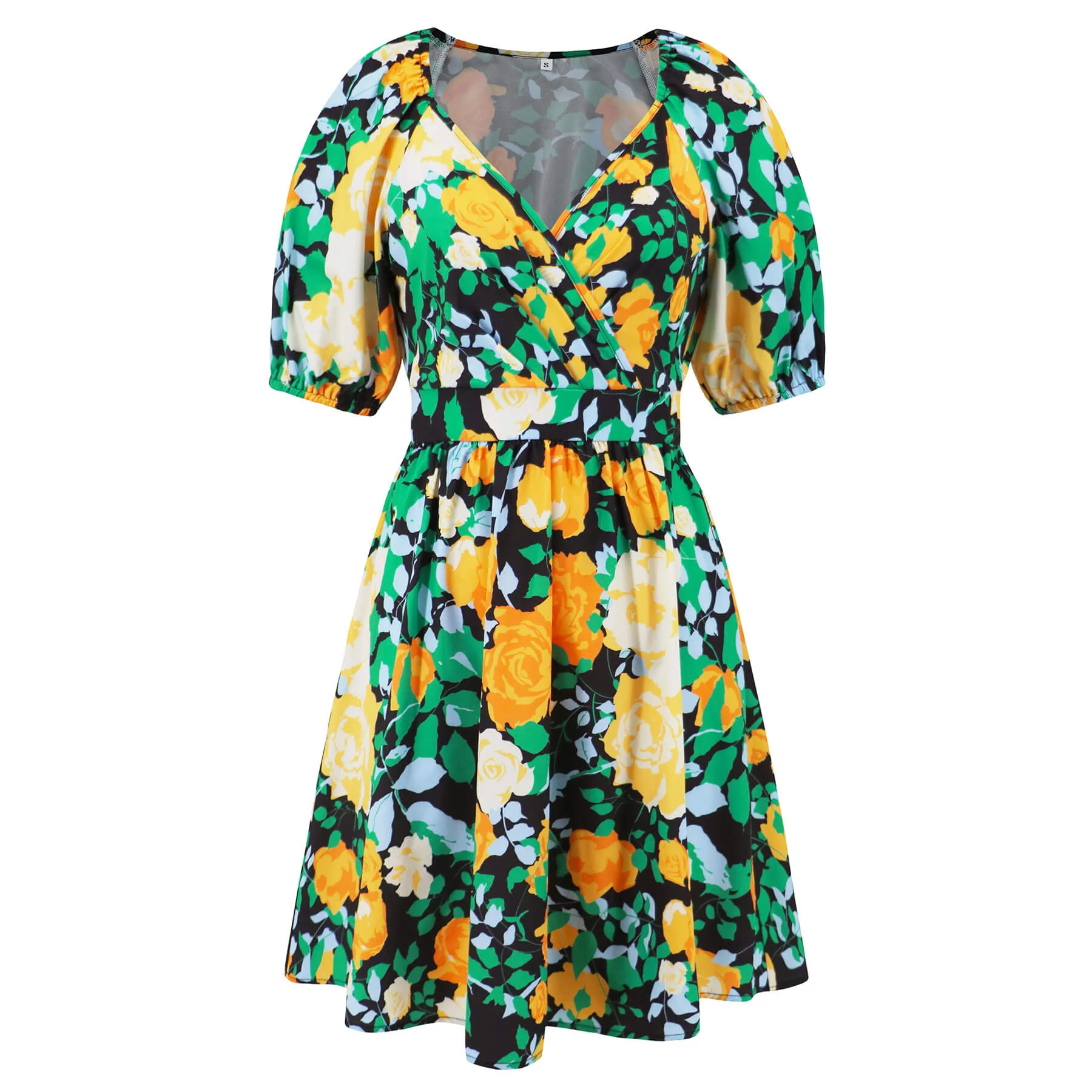 Ellerie Floral Wrap Mini Dress - Green - Image 5