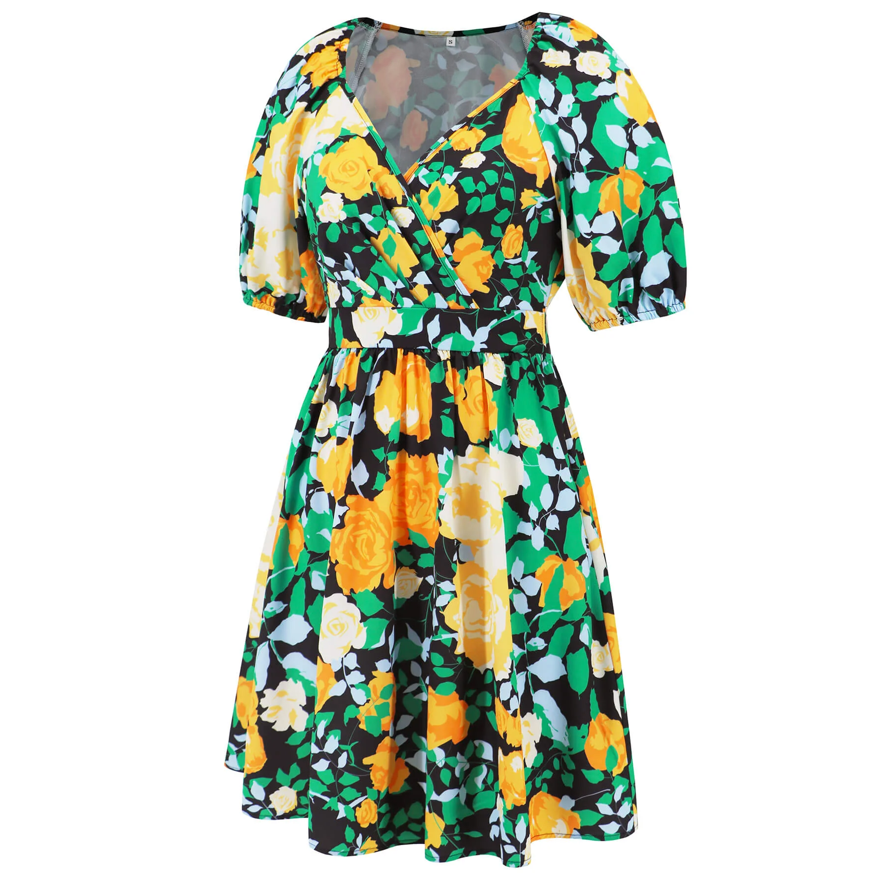 Ellerie Floral Wrap Mini Dress - Green - Image 6