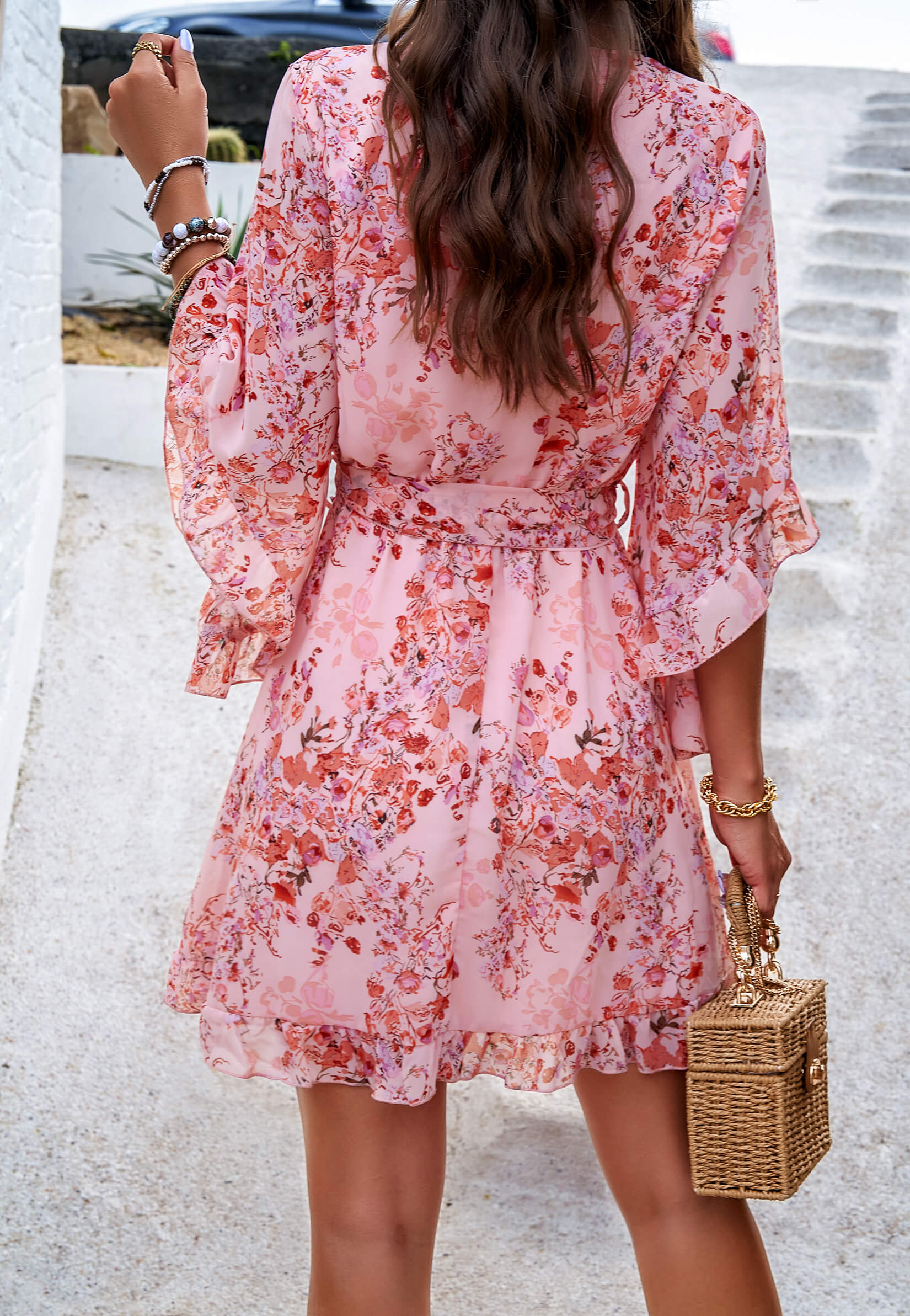 Sienna Floral Wrap Mini Dress - Pink - Image 3