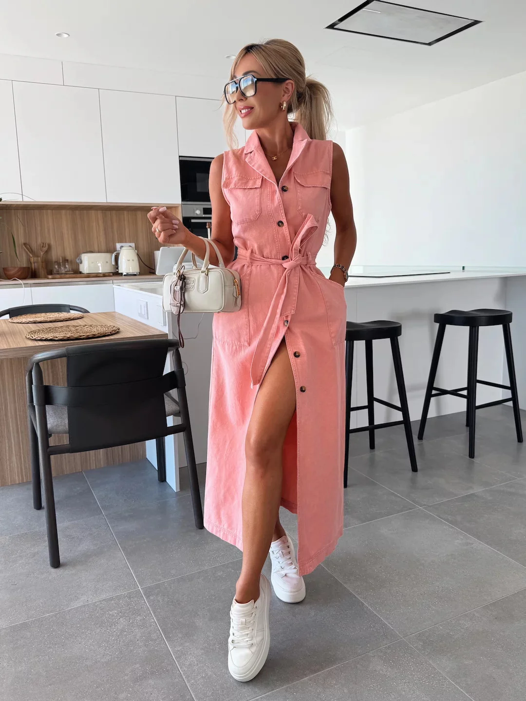 Sierra Serenade Denim Maxi Dress - pink - Image 2