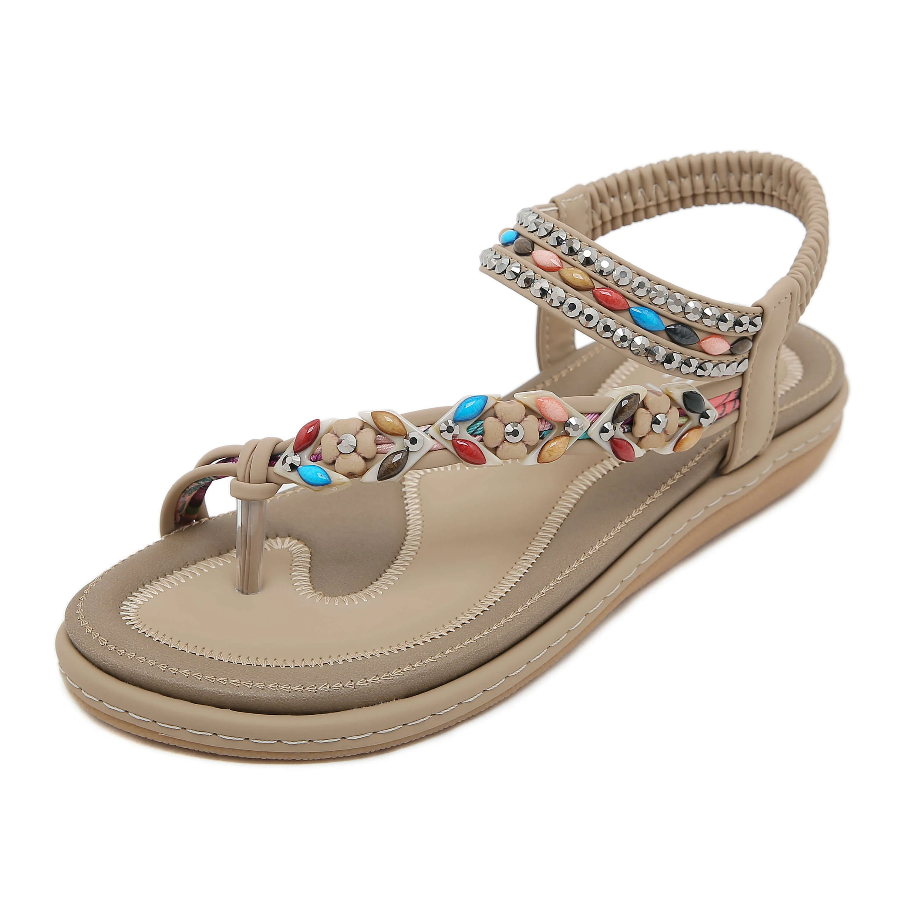 Siketu | Abbie Beaded Boho Thong Sandal - beige - Image 2