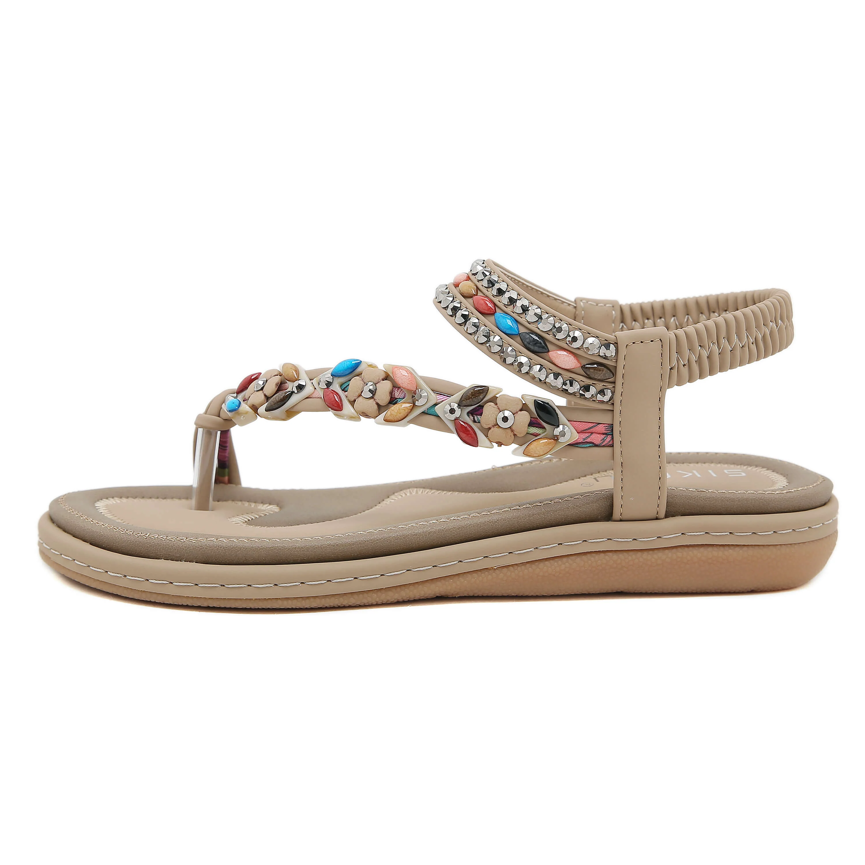 Siketu | Abbie Beaded Boho Thong Sandal - beige - Image 3
