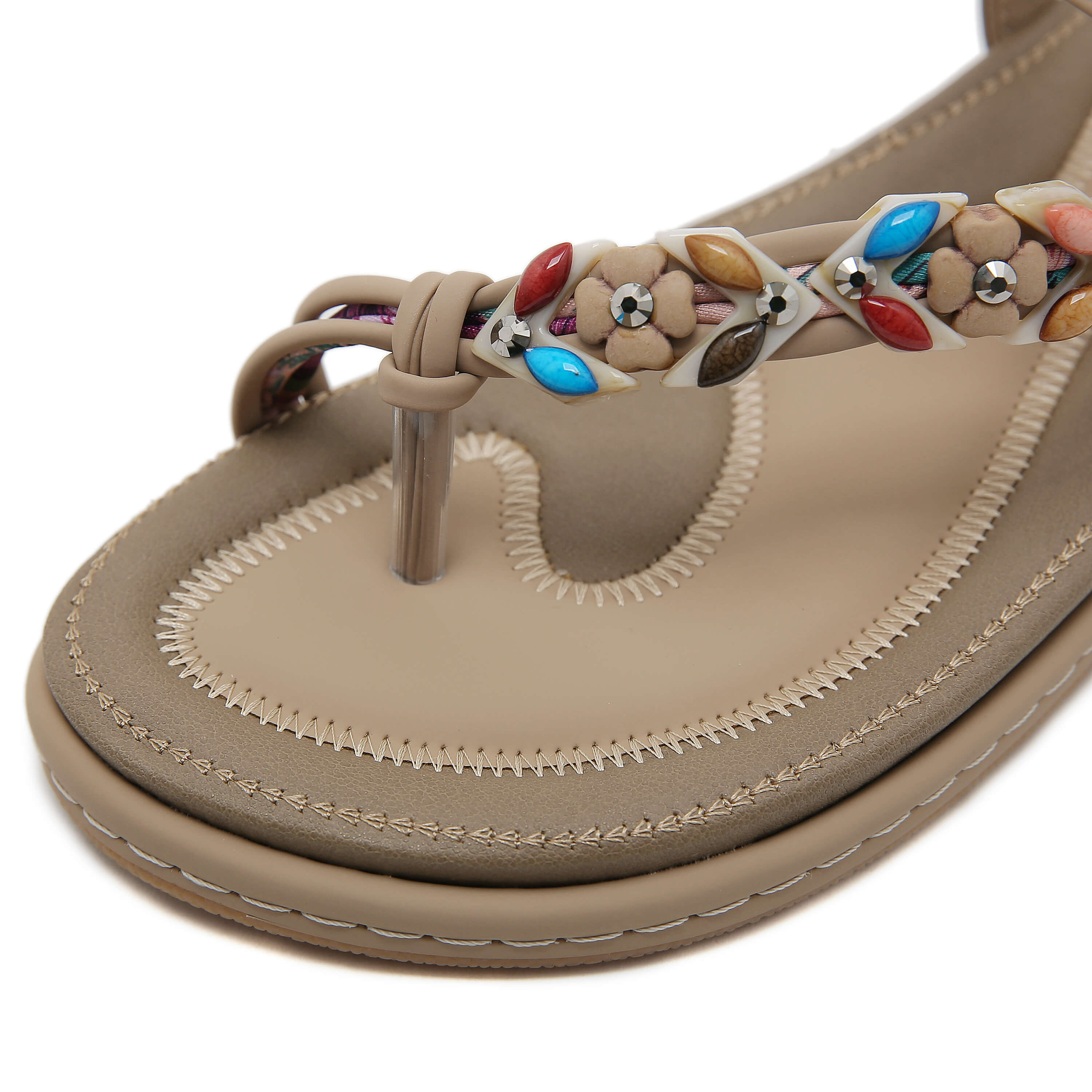 Siketu | Abbie Beaded Boho Thong Sandal - beige - Image 4