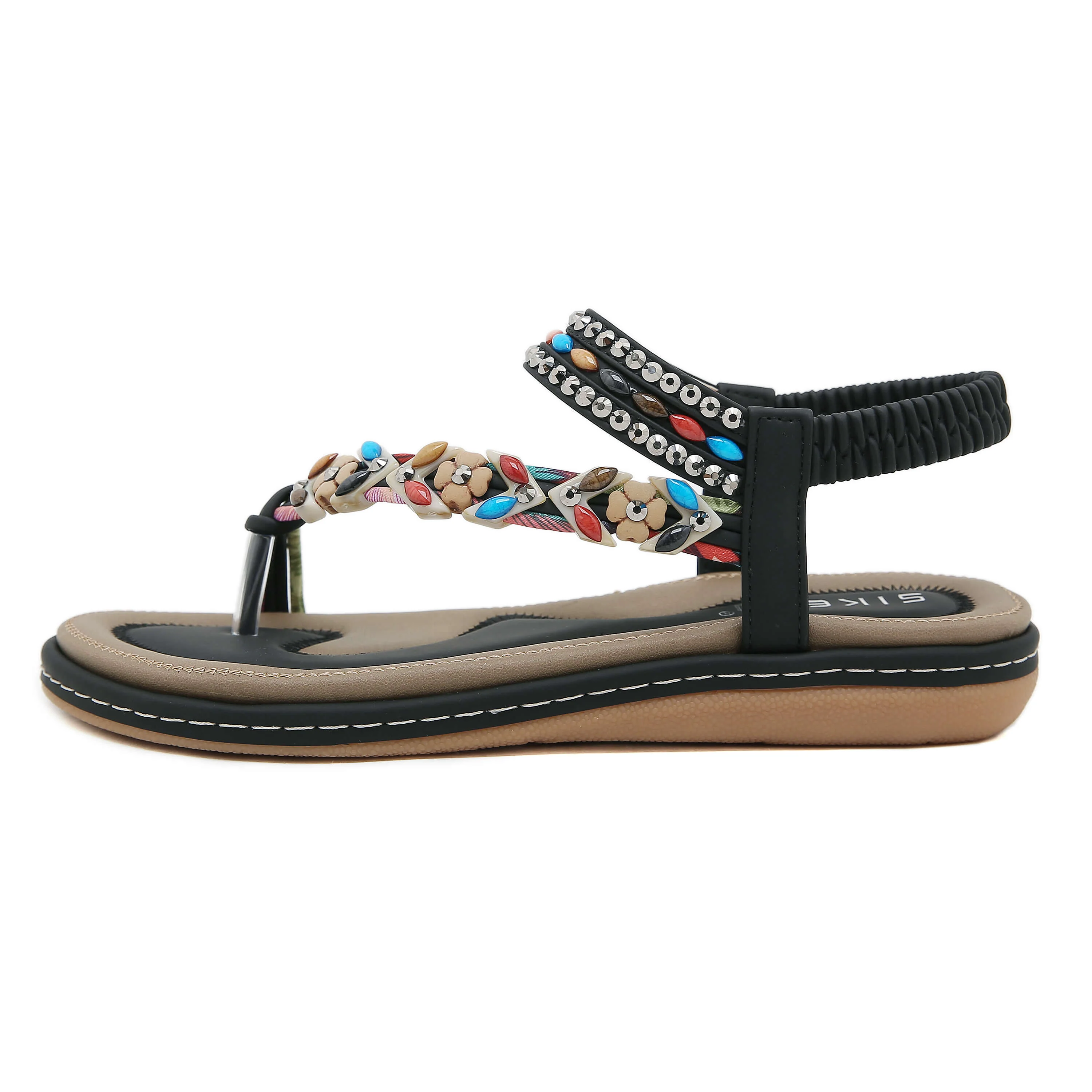 Siketu | Abbie Beaded Boho Thong Sandal - black - Image 4
