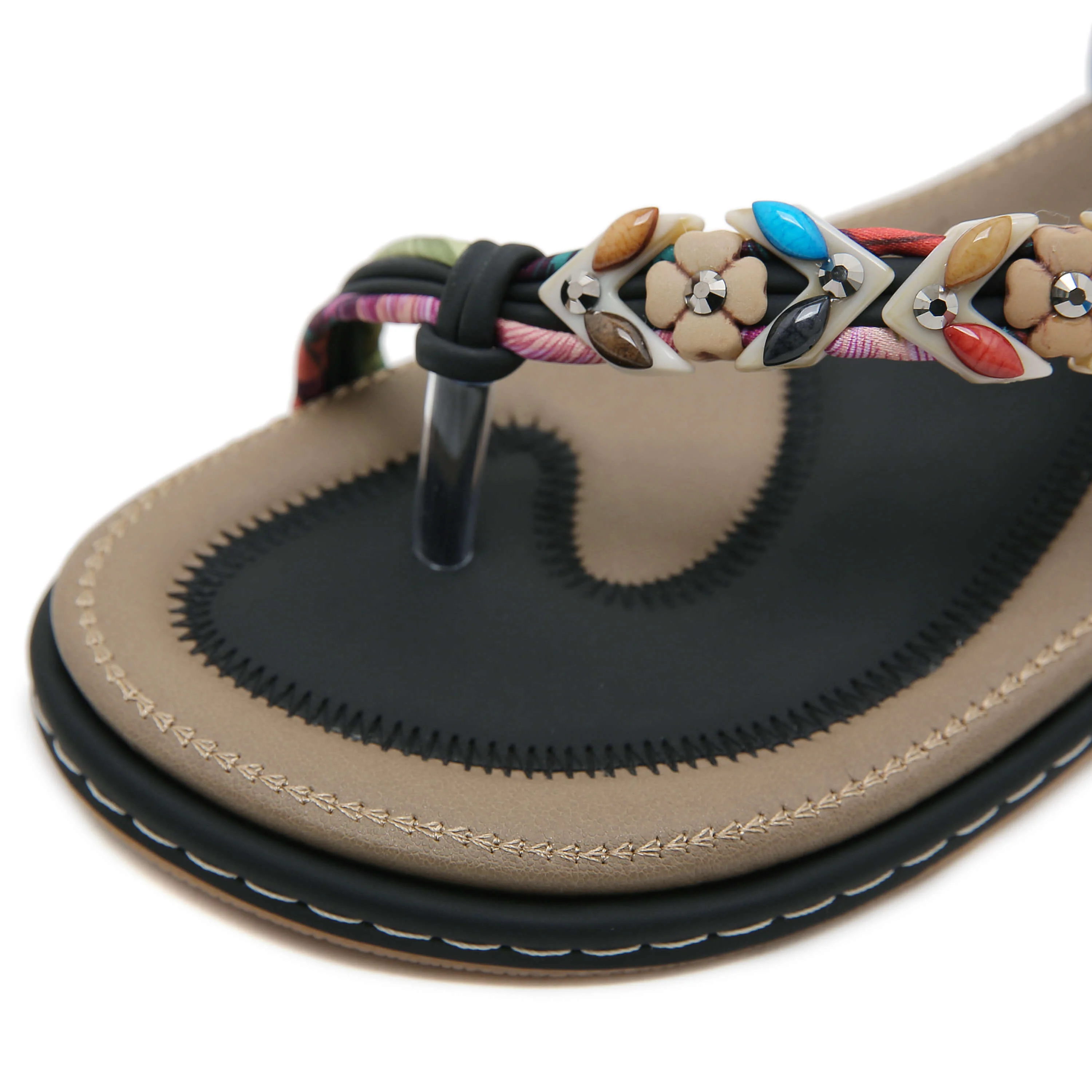 Siketu | Abbie Beaded Boho Thong Sandal - black - Image 5