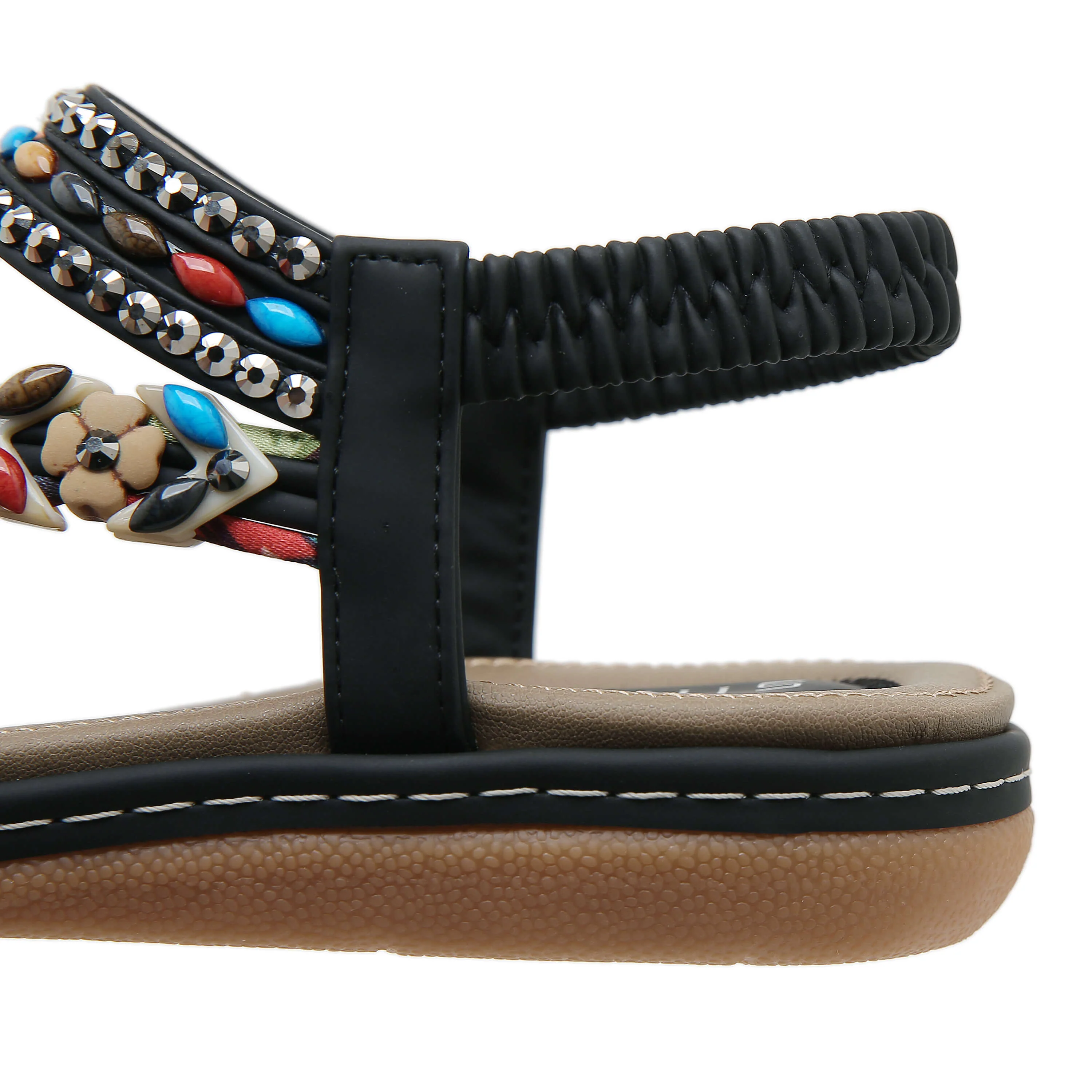Siketu | Abbie Beaded Boho Thong Sandal - black - Image 6