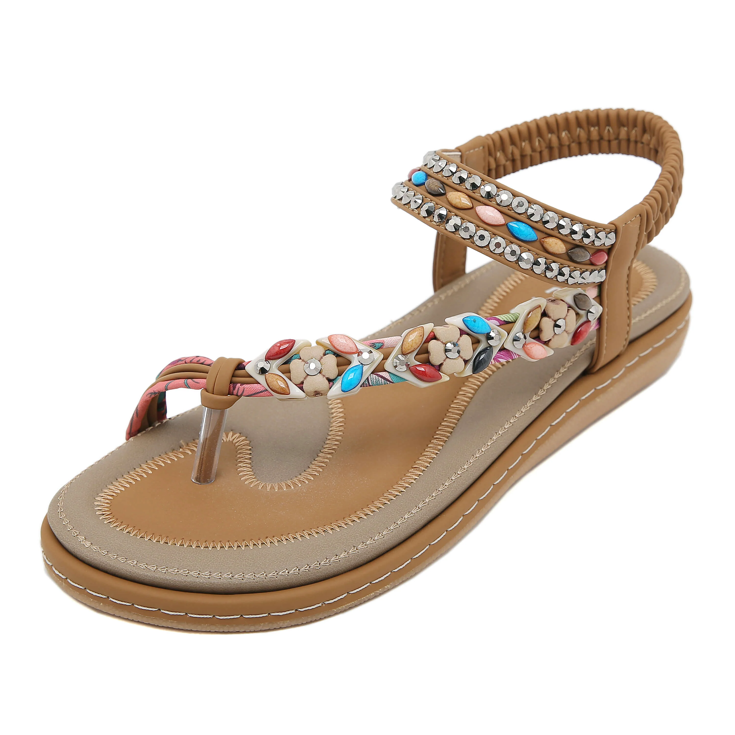Siketu | Abbie Beaded Boho Thong Sandal - tan - Image 2