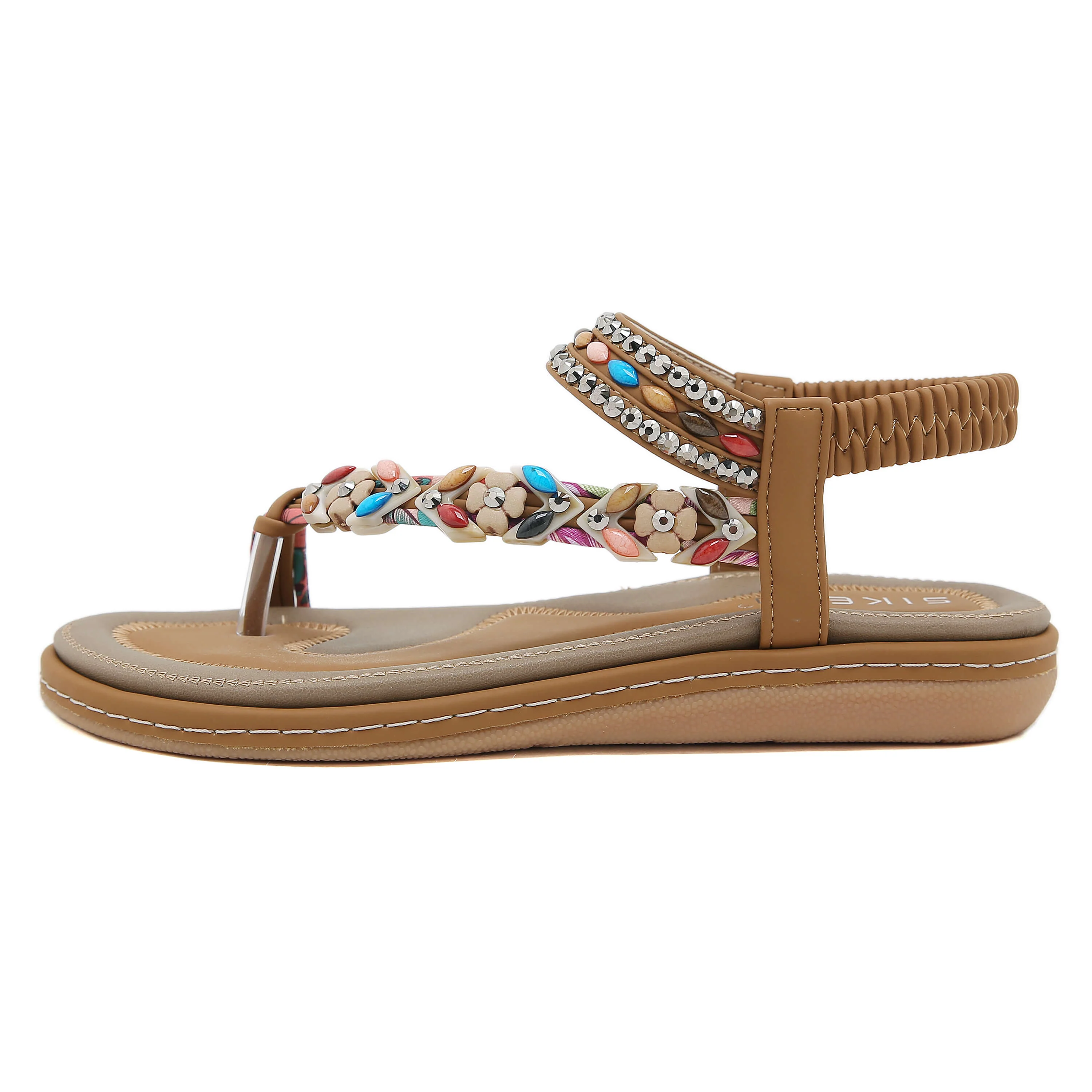 Siketu | Abbie Beaded Boho Thong Sandal - tan - Image 3