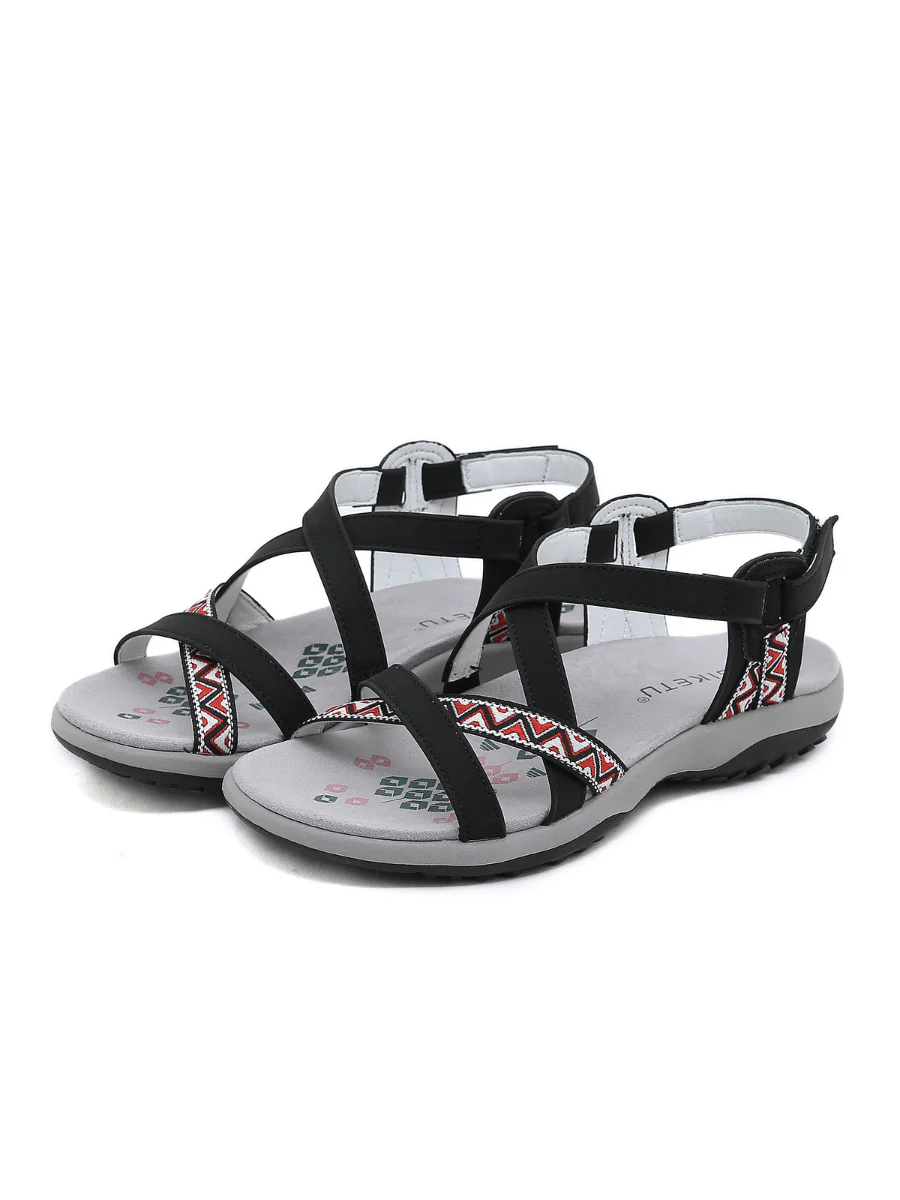 Siketu | Abstract Embroidered Strap Comfy Sandal - Image 7