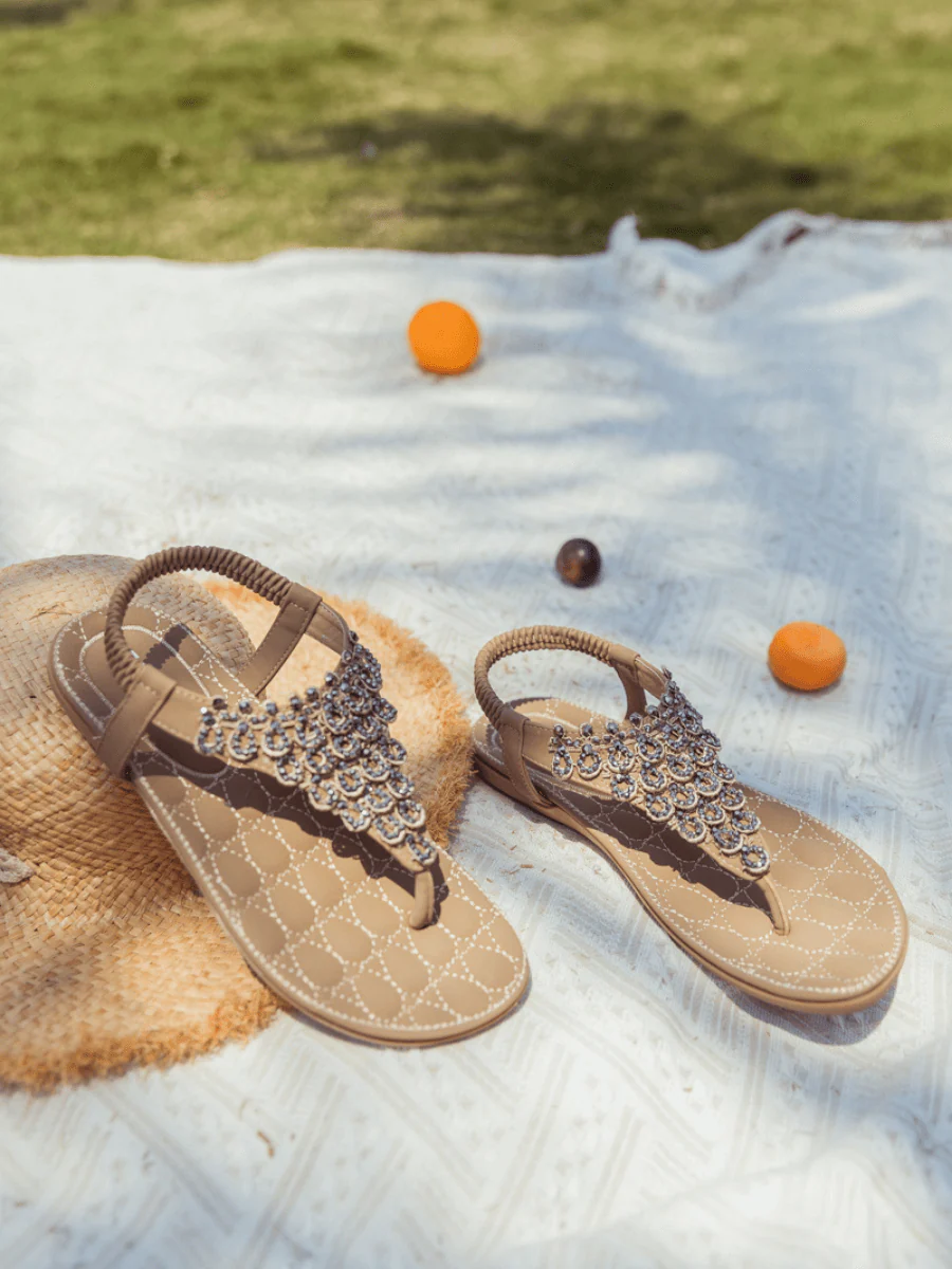 SIKETU | Apricot Crystal V-Strap Sandals - Image 5