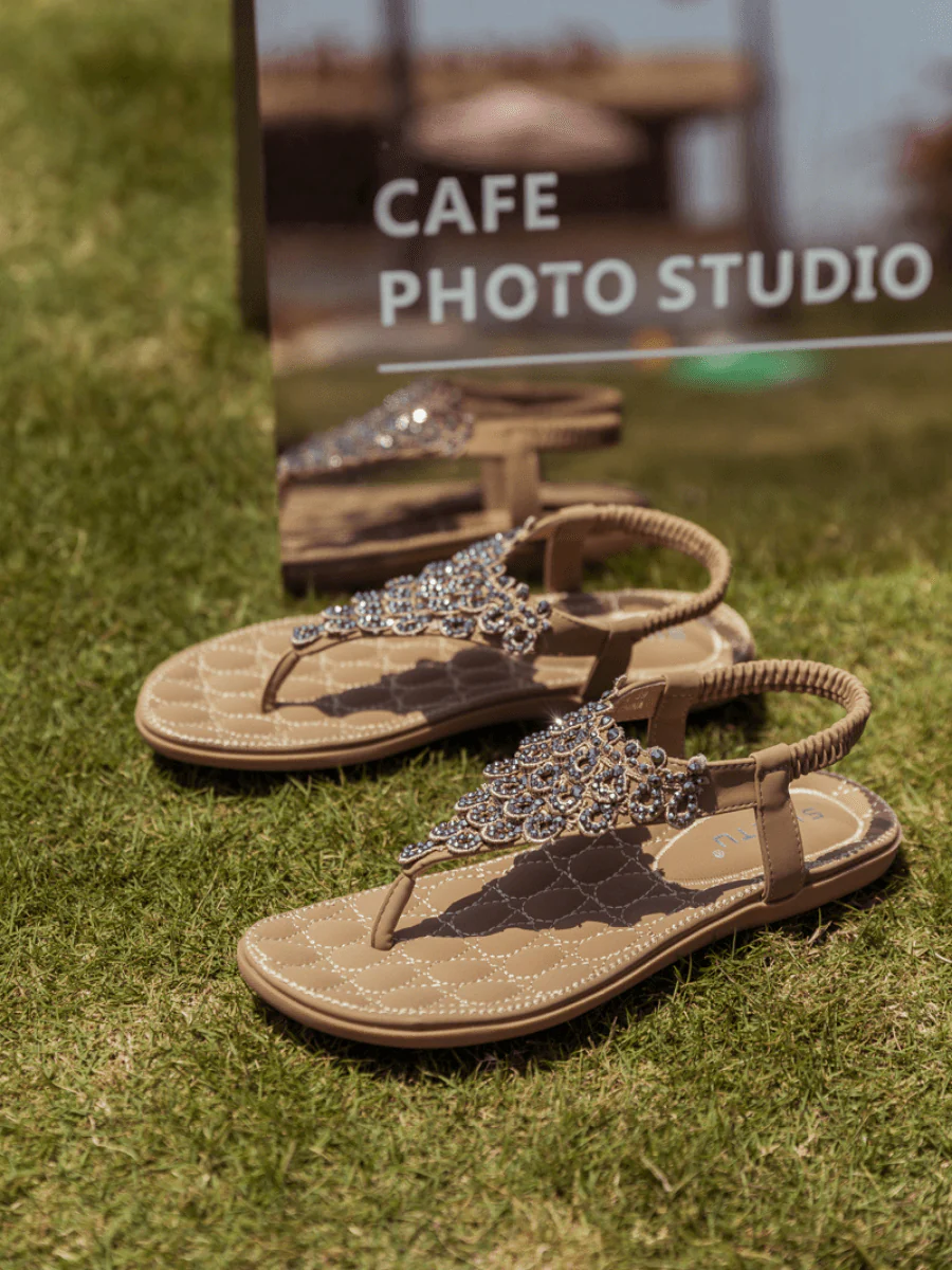 SIKETU | Apricot Crystal V-Strap Sandals - Image 6
