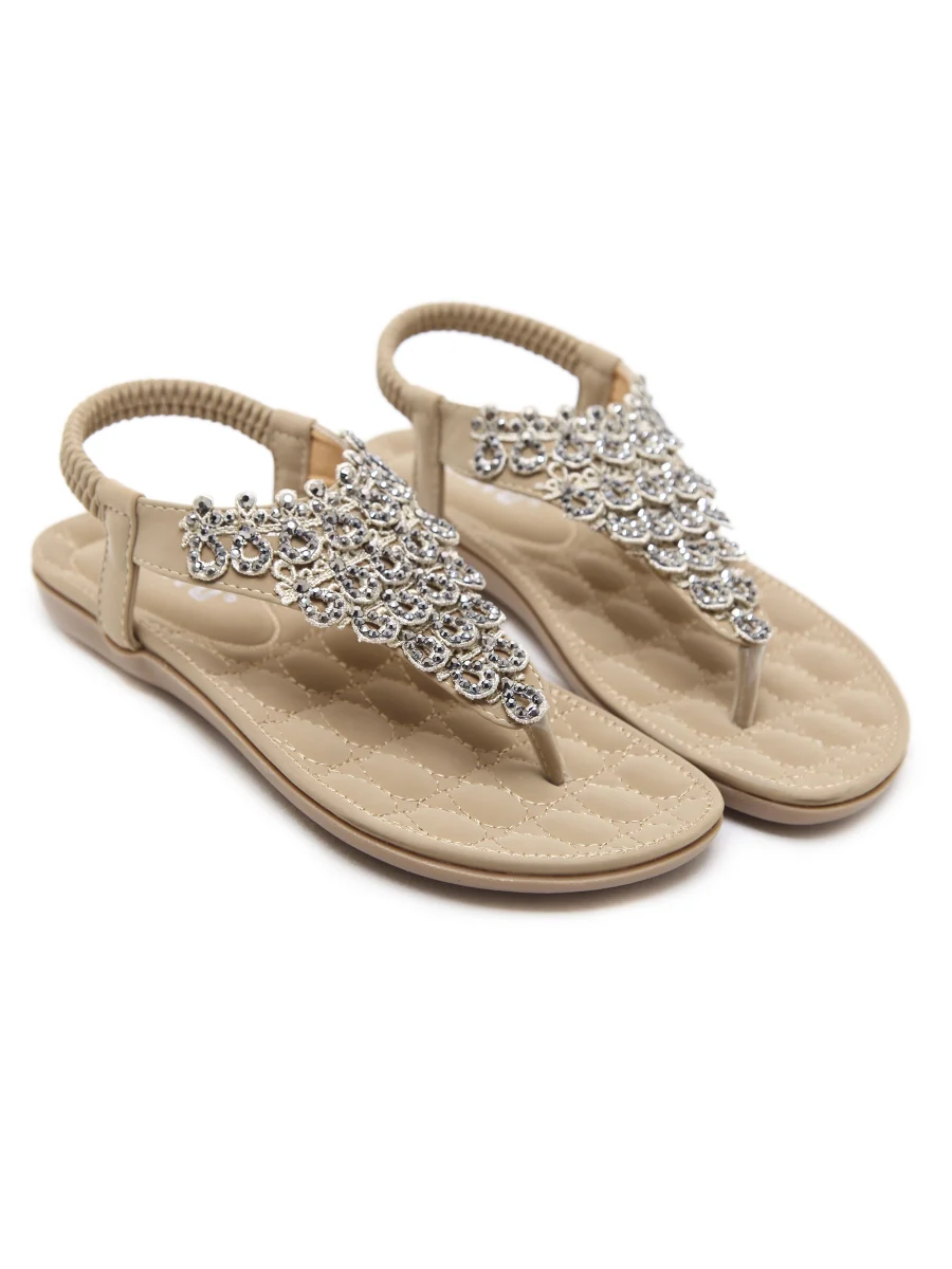 SIKETU | Apricot Crystal V-Strap Sandals - Image 7