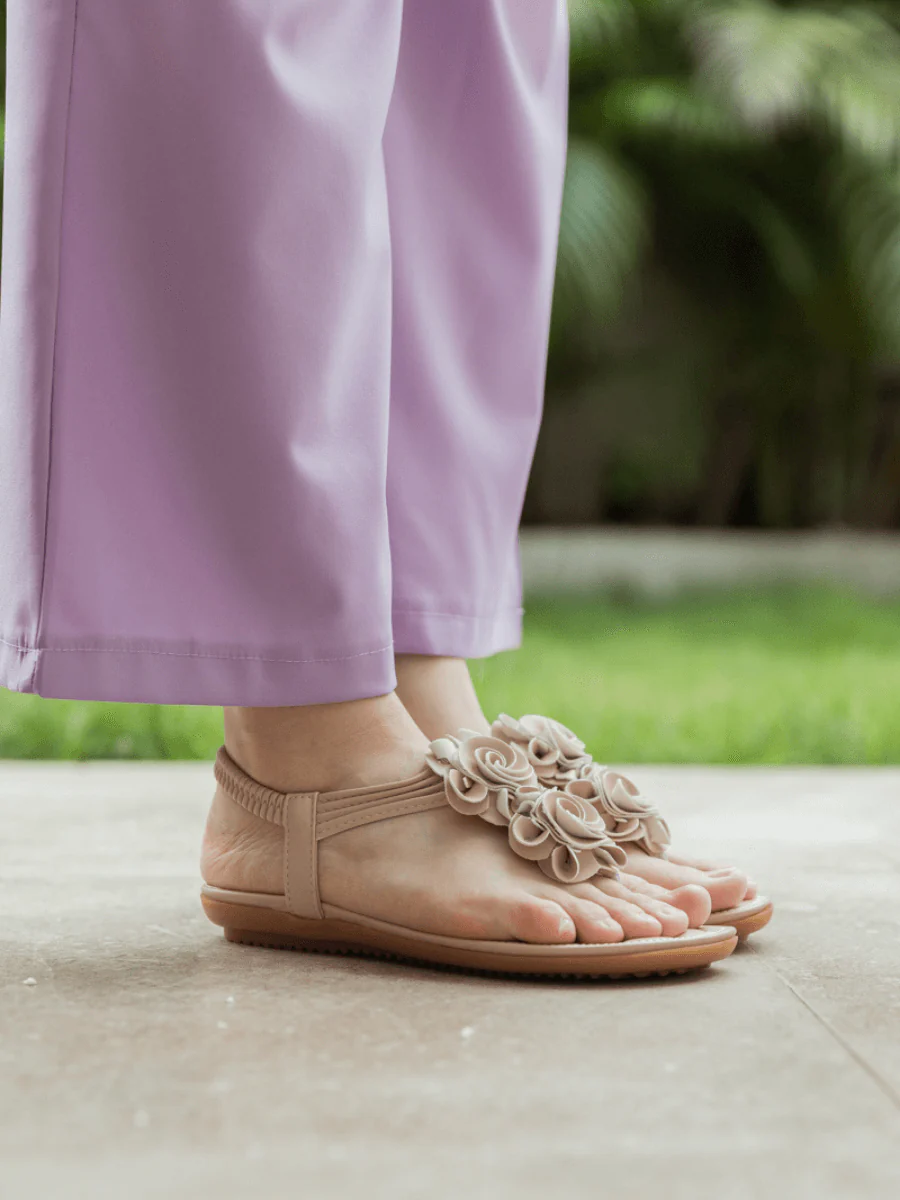 SIKETU | Apricot Rosette Sandals - Image 3