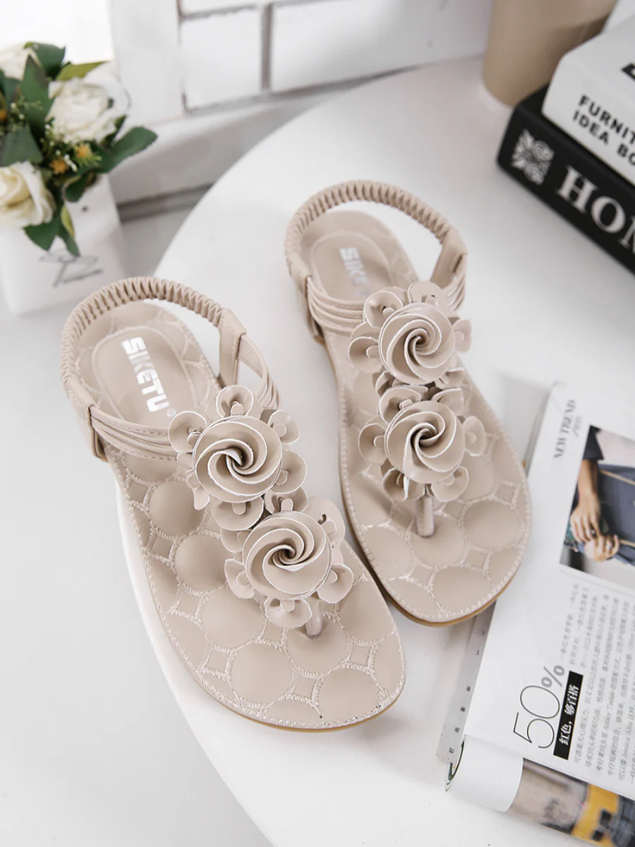 SIKETU | Apricot Rosette Sandals - Image 7