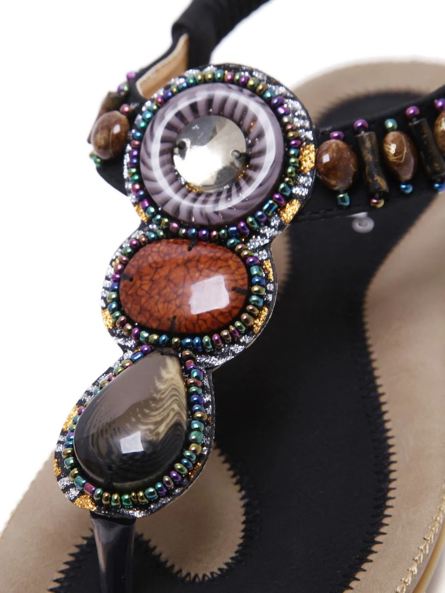 SIKETU | BLACK MARBLE BEADED SANDAL - Image 4