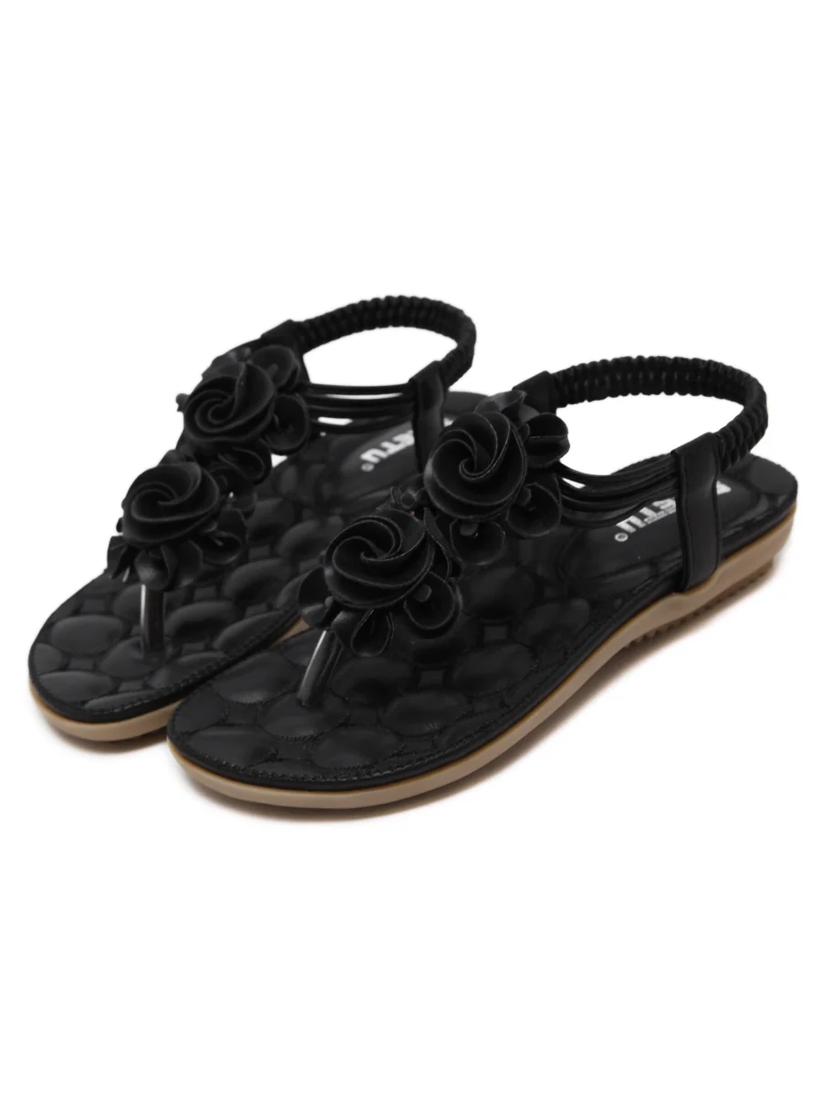 SIKETU | Black Rosette Sandals - Image 3