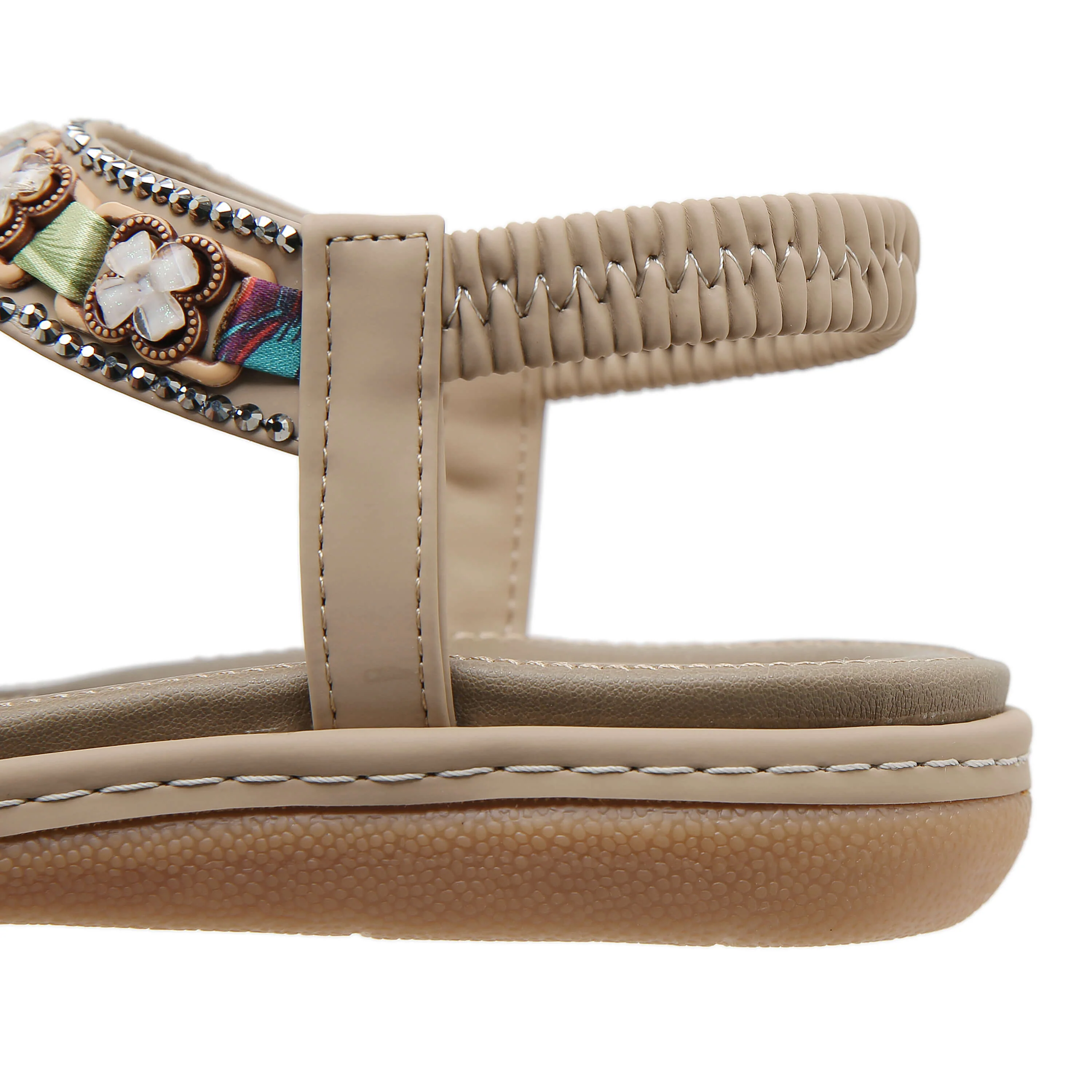 Siketu | Boho Daisy Beaded Cushioned Sandal - beige - Image 5
