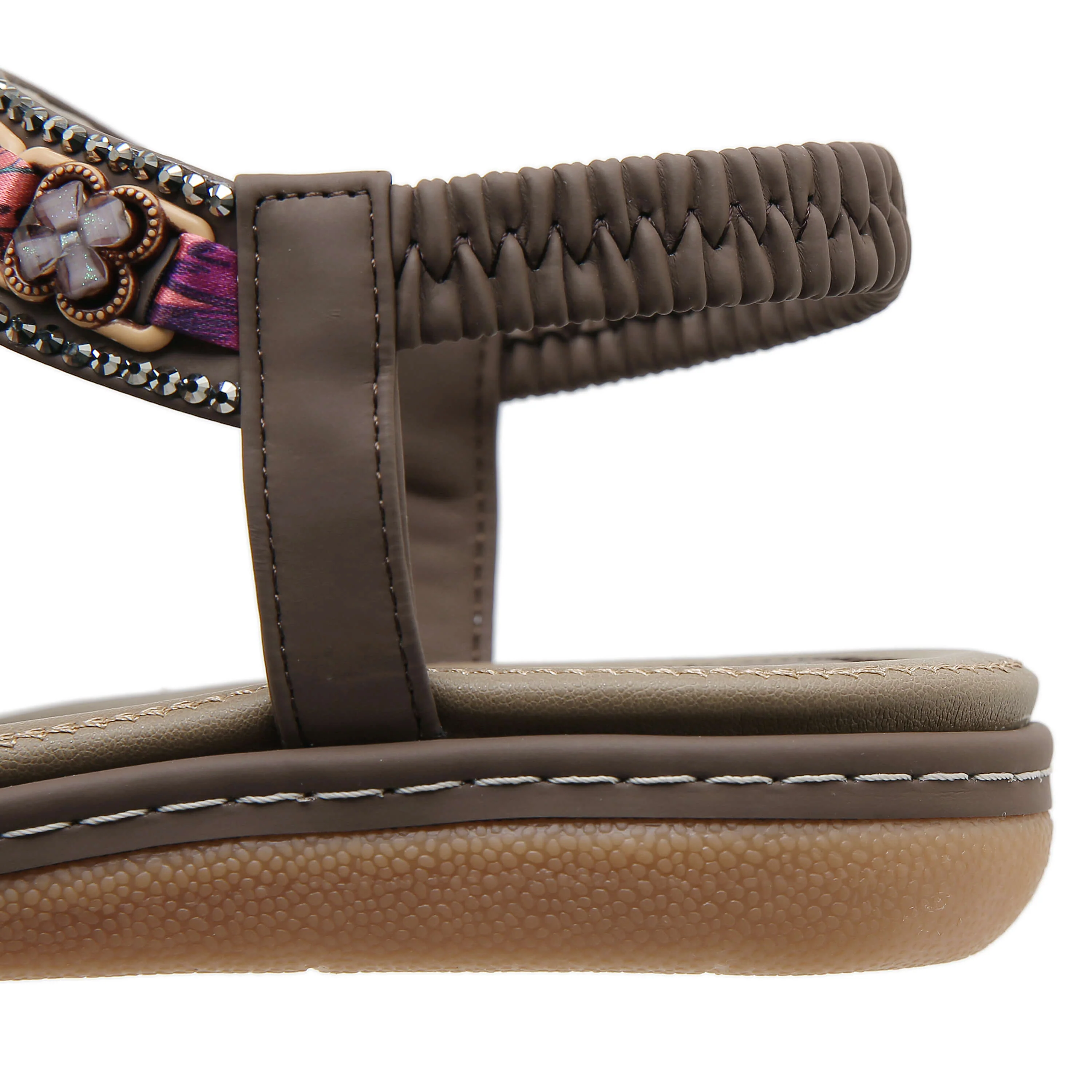 Siketu | Boho Daisy Beaded Cushioned Sandal - brown - Image 5