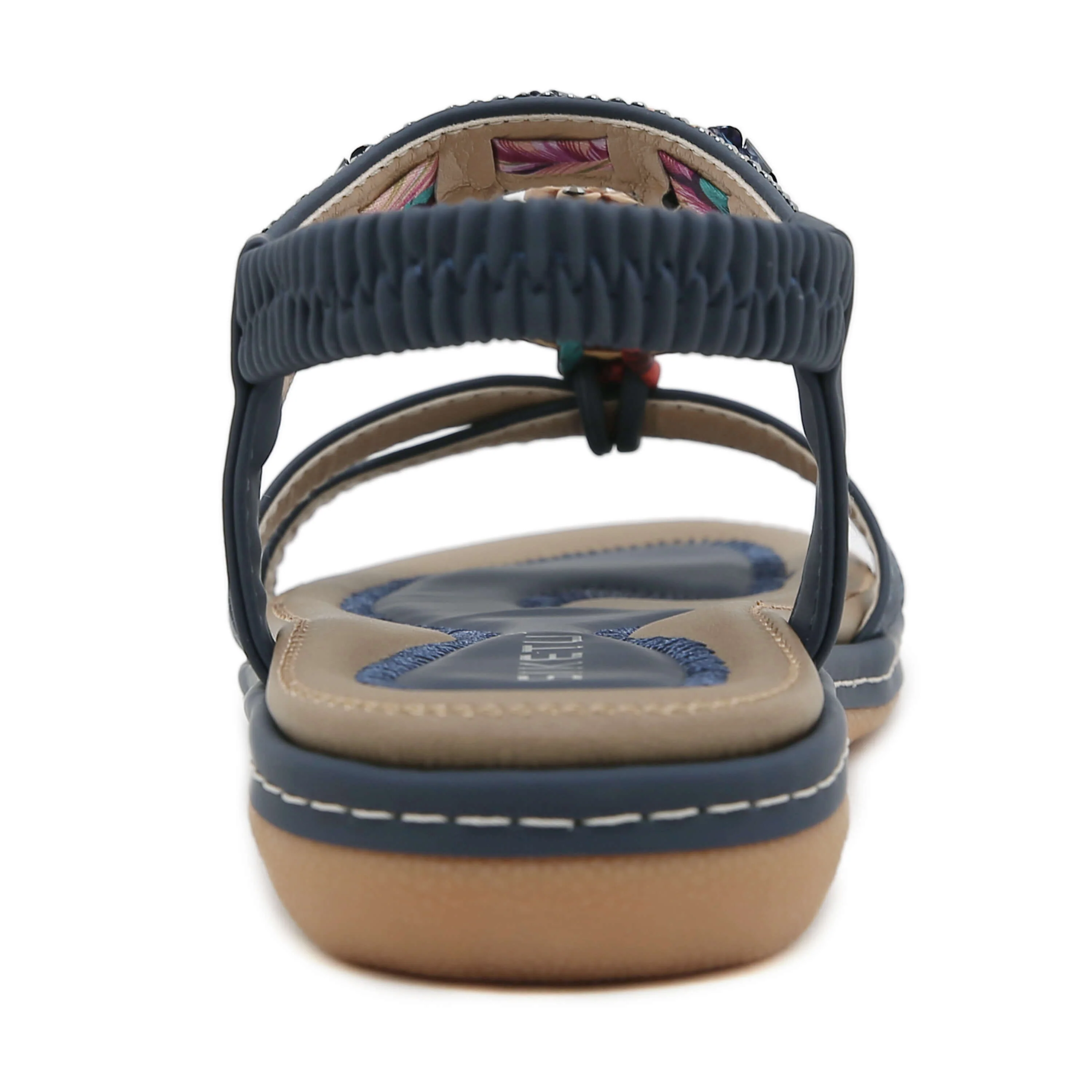 Siketu | Boho Daisy Beaded Cushioned Sandal - navy - Image 5