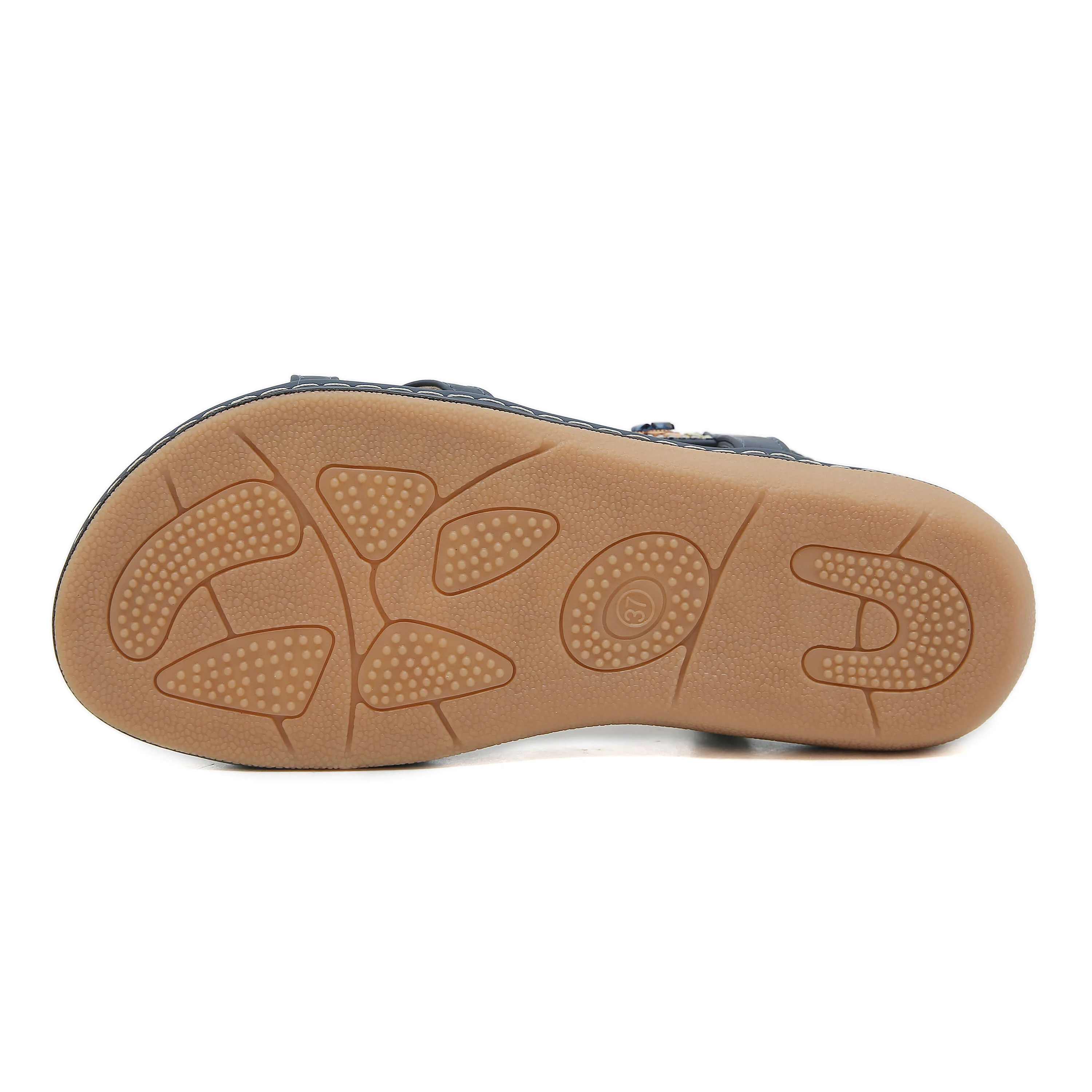Siketu | Boho Daisy Beaded Cushioned Sandal - navy - Image 7