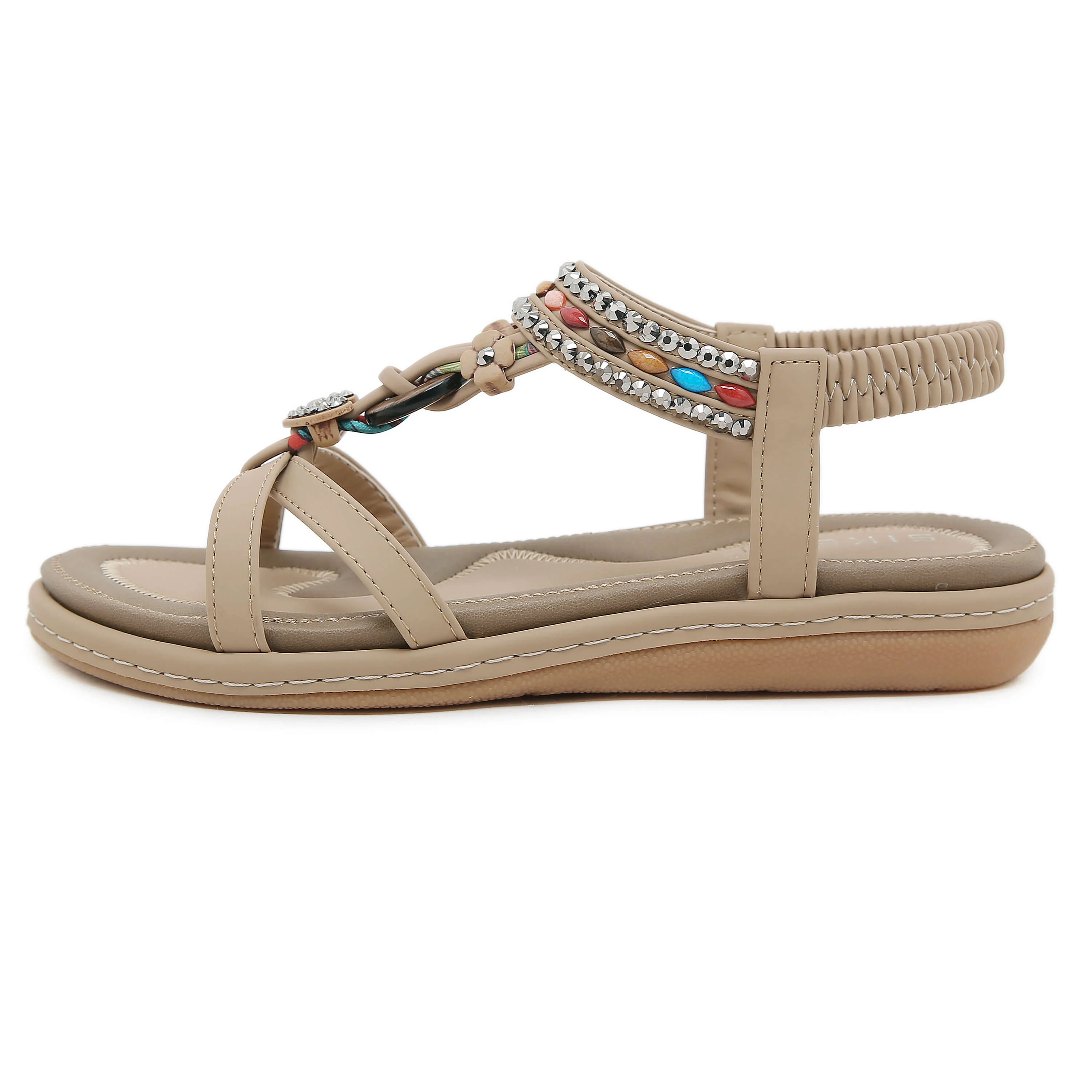 Siketu | Concentric Beaded Comfort Sandal - beige - Image 4