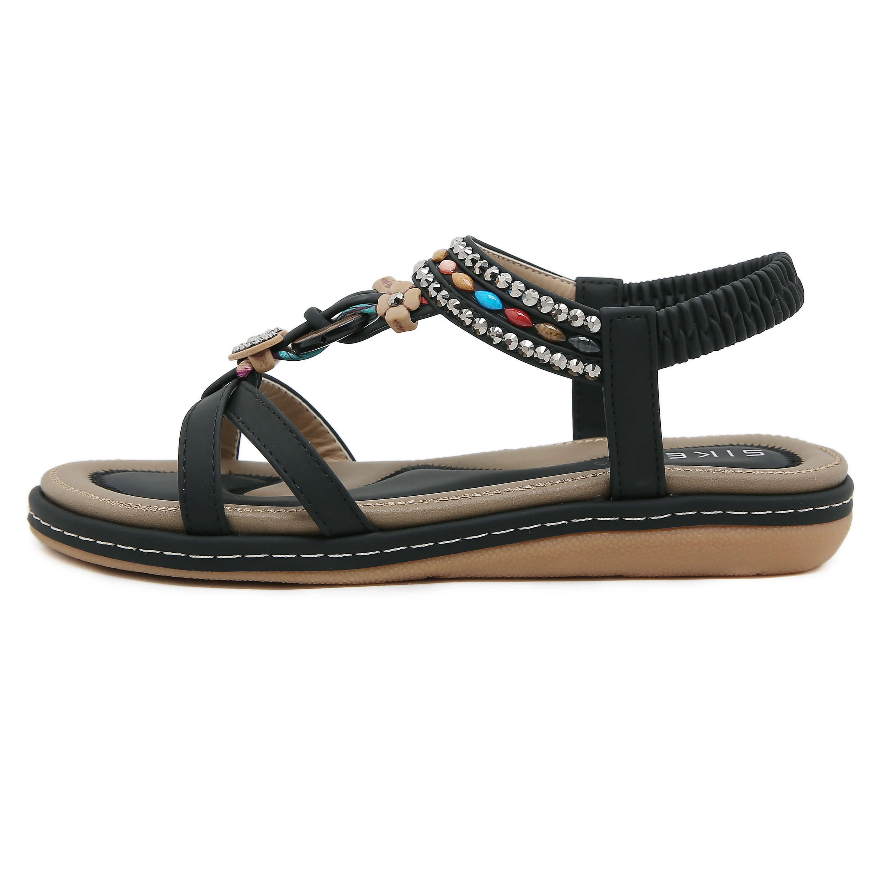 Siketu | Concentric Beaded Comfort Sandal - black - Image 4