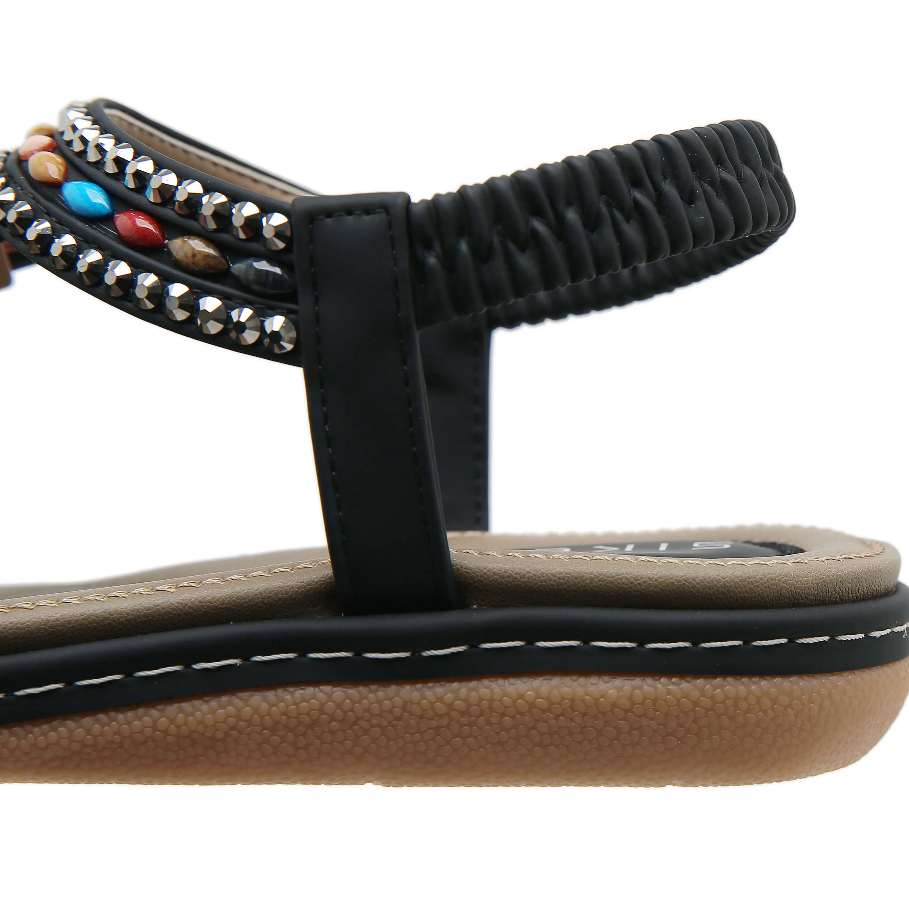 Siketu | Concentric Beaded Comfort Sandal - black - Image 6