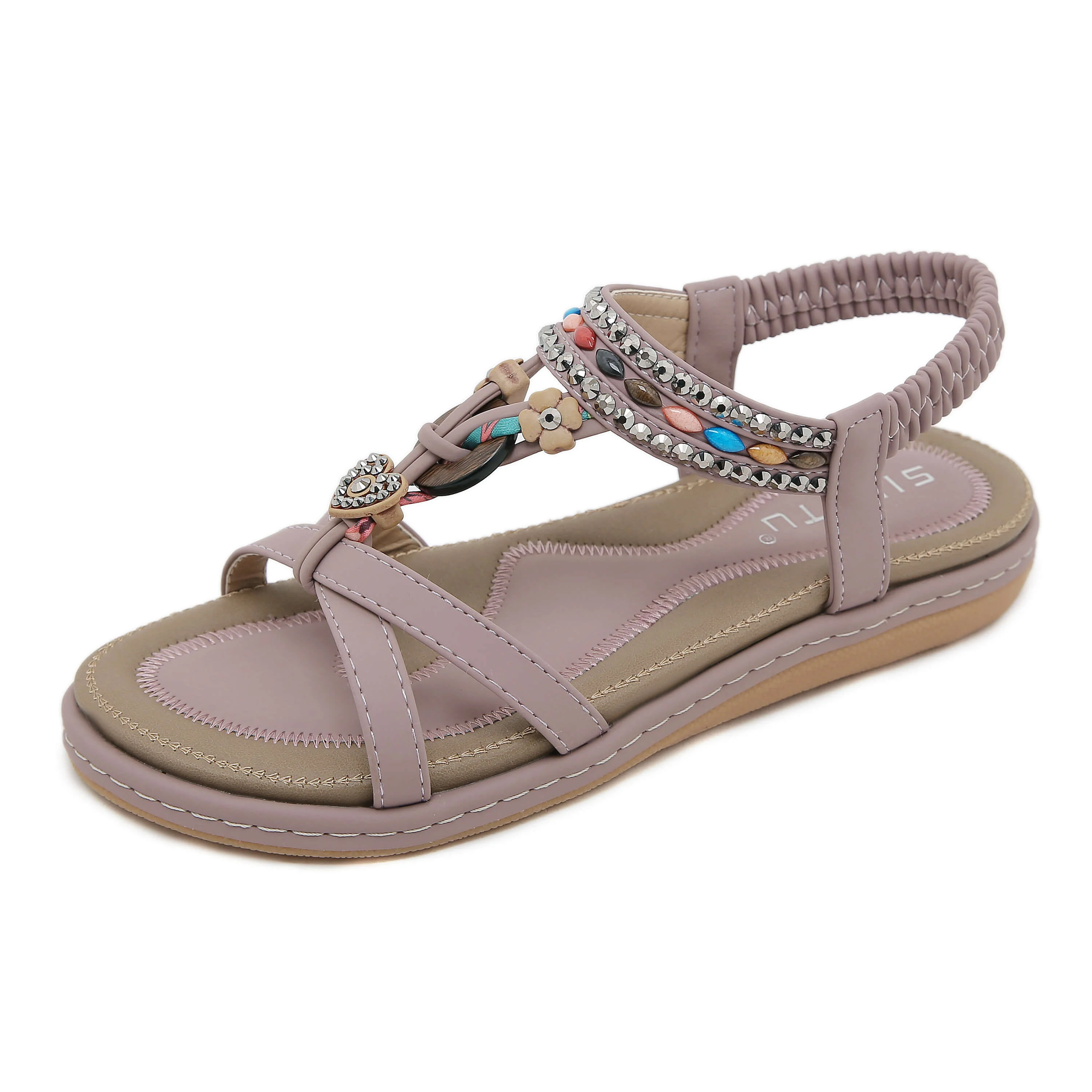 Siketu | Concentric Beaded Comfort Sandal - mauve - Image 2