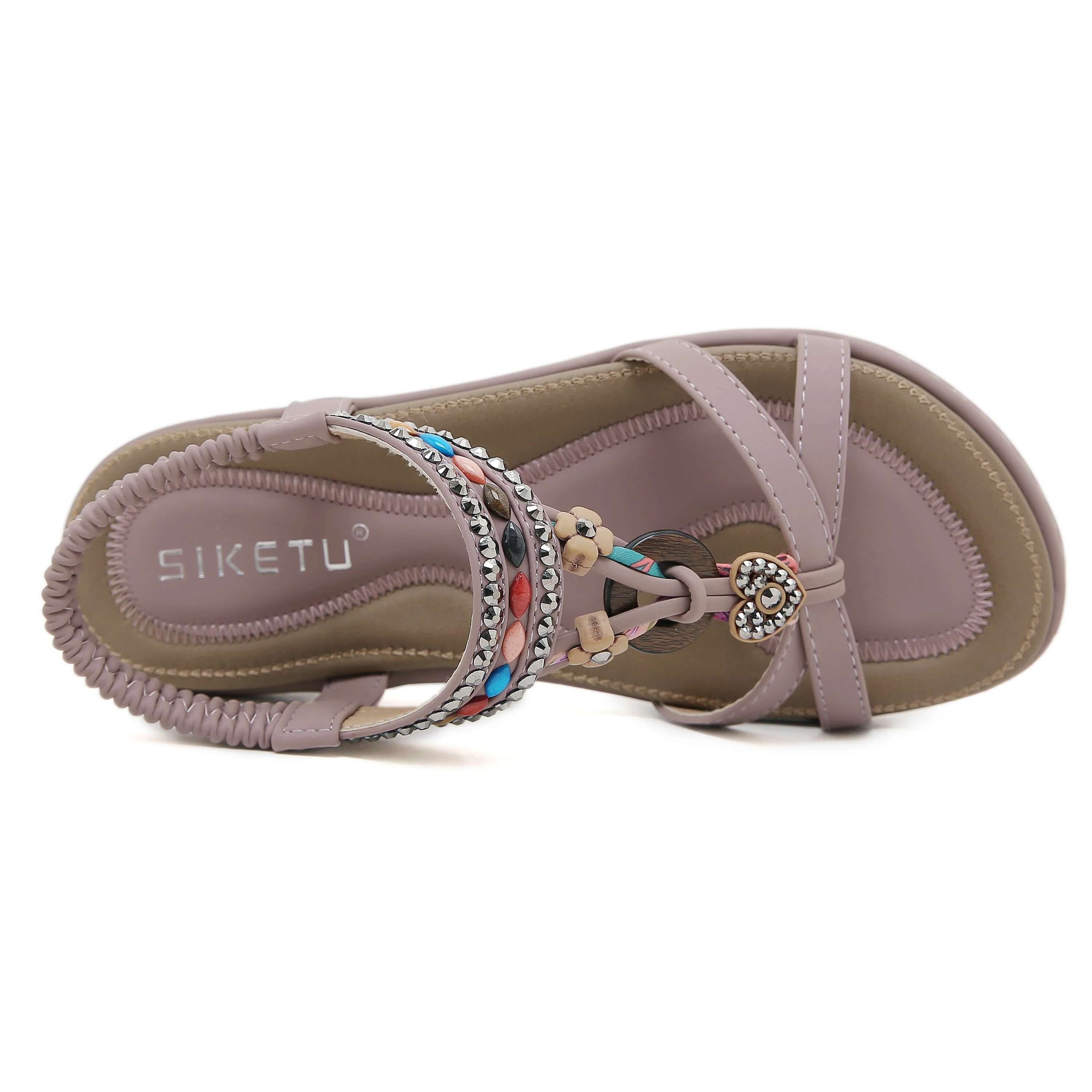 Siketu | Concentric Beaded Comfort Sandal - mauve - Image 3