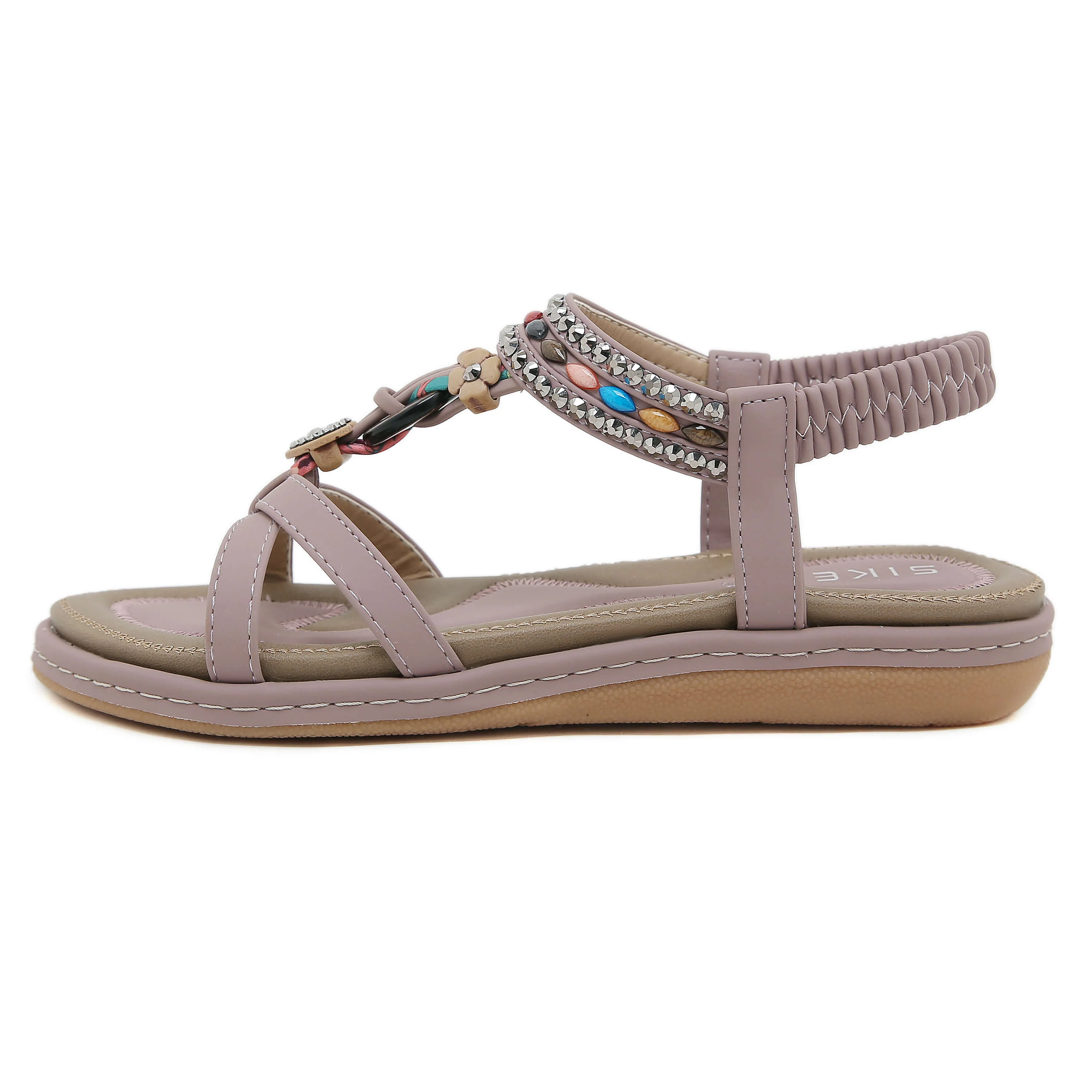 Siketu | Concentric Beaded Comfort Sandal - mauve - Image 4