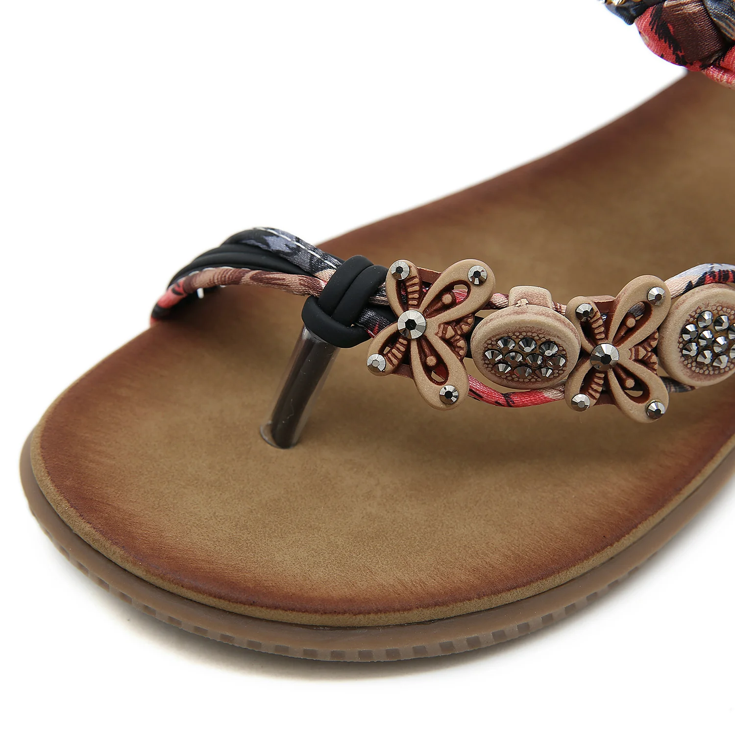 SIKETU | FLORAL BEAD BRAIDED ASYMMETRICAL SANDAL - BLACK - Image 5