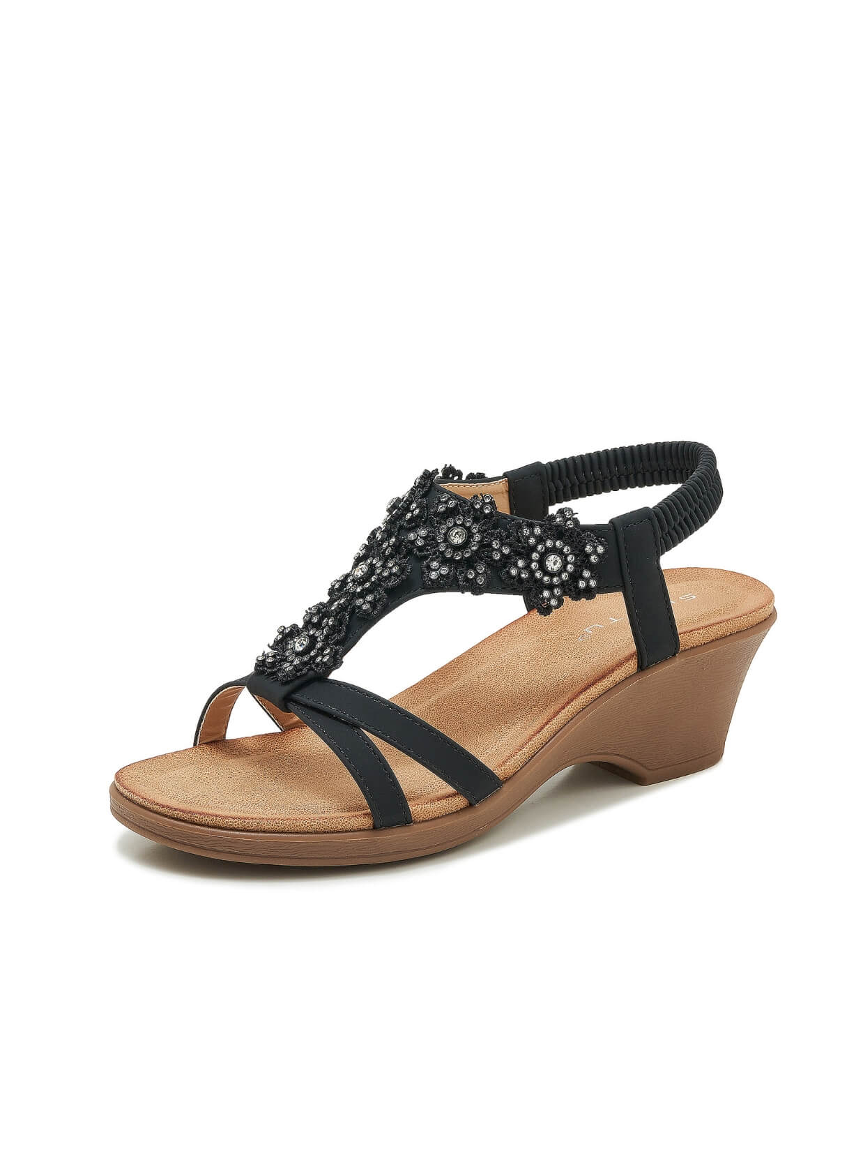 Siketu | Jaide Rhinestone Beaded Footbed Sandal - black - Image 3