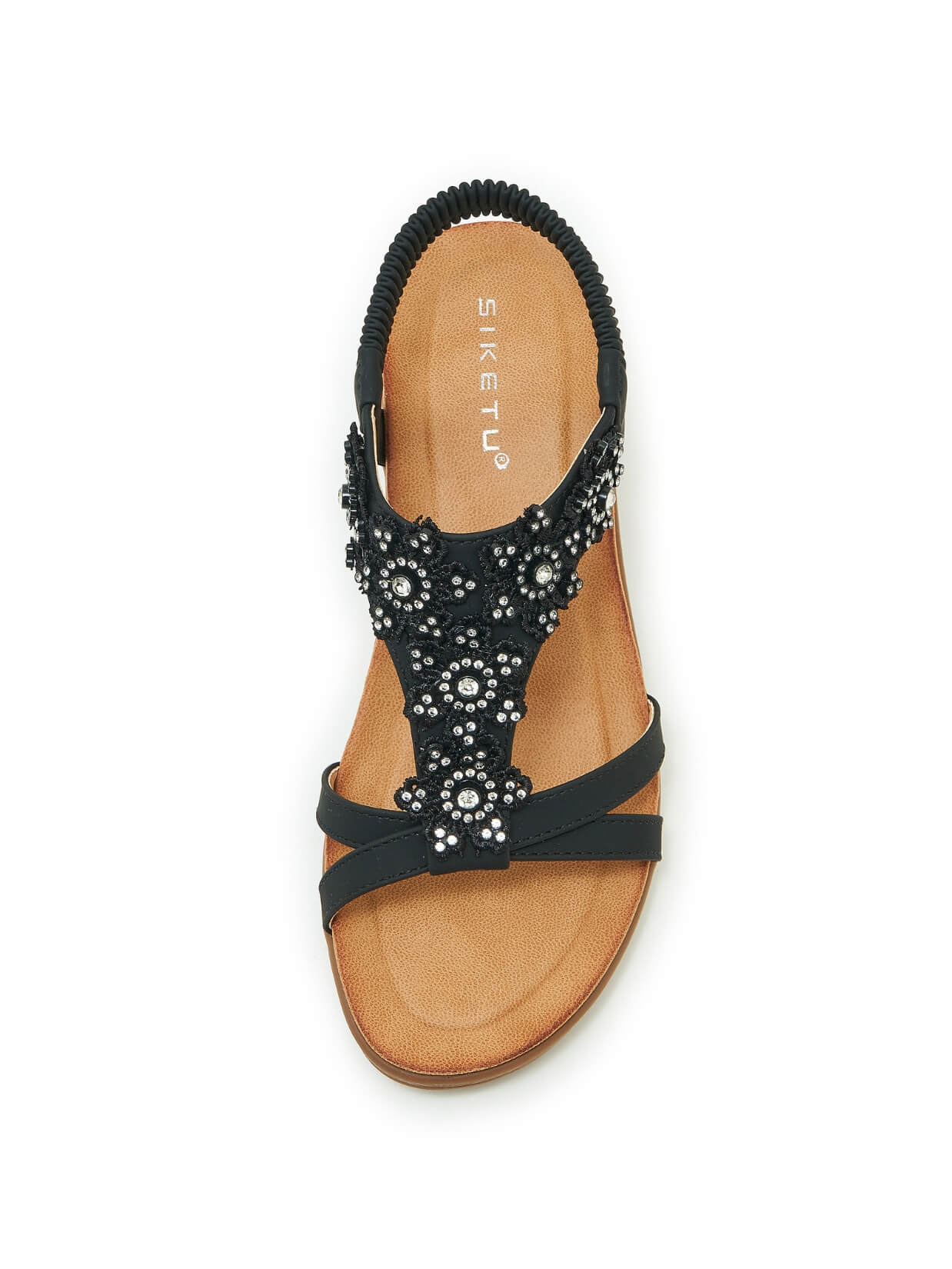 Siketu | Jaide Rhinestone Beaded Footbed Sandal - black - Image 4