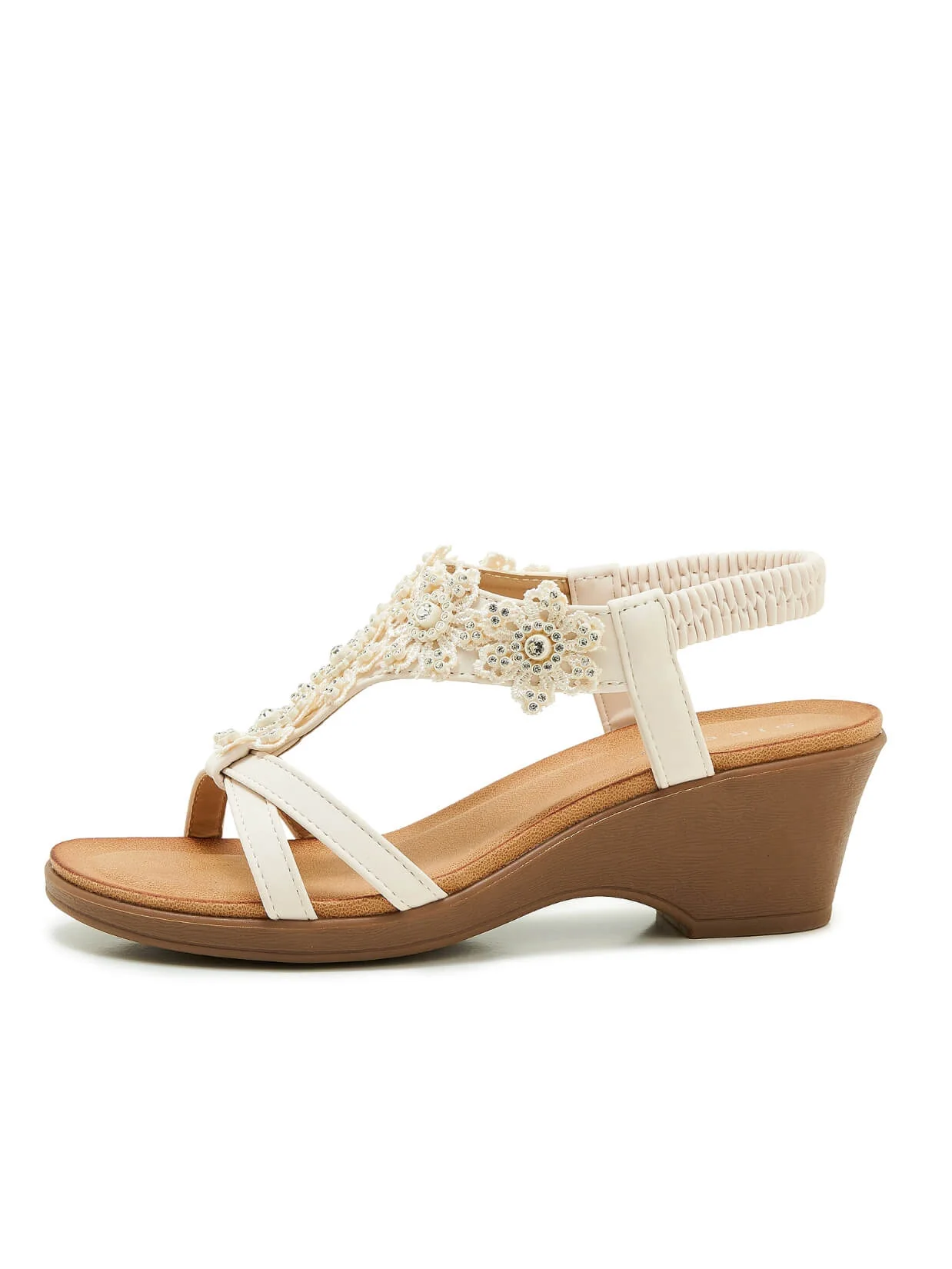 Siketu | Jaide Rhinestone Beaded Footbed Sandal - white - Image 3