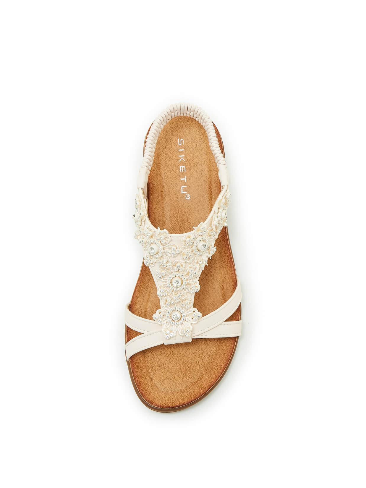 Siketu | Jaide Rhinestone Beaded Footbed Sandal - white - Image 4