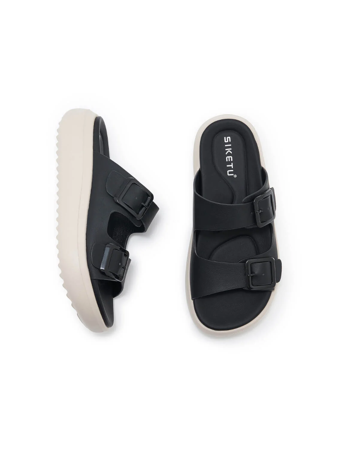 Siketu | Kaylah Platform Cushioned Buckle Sandals - black - Image 5