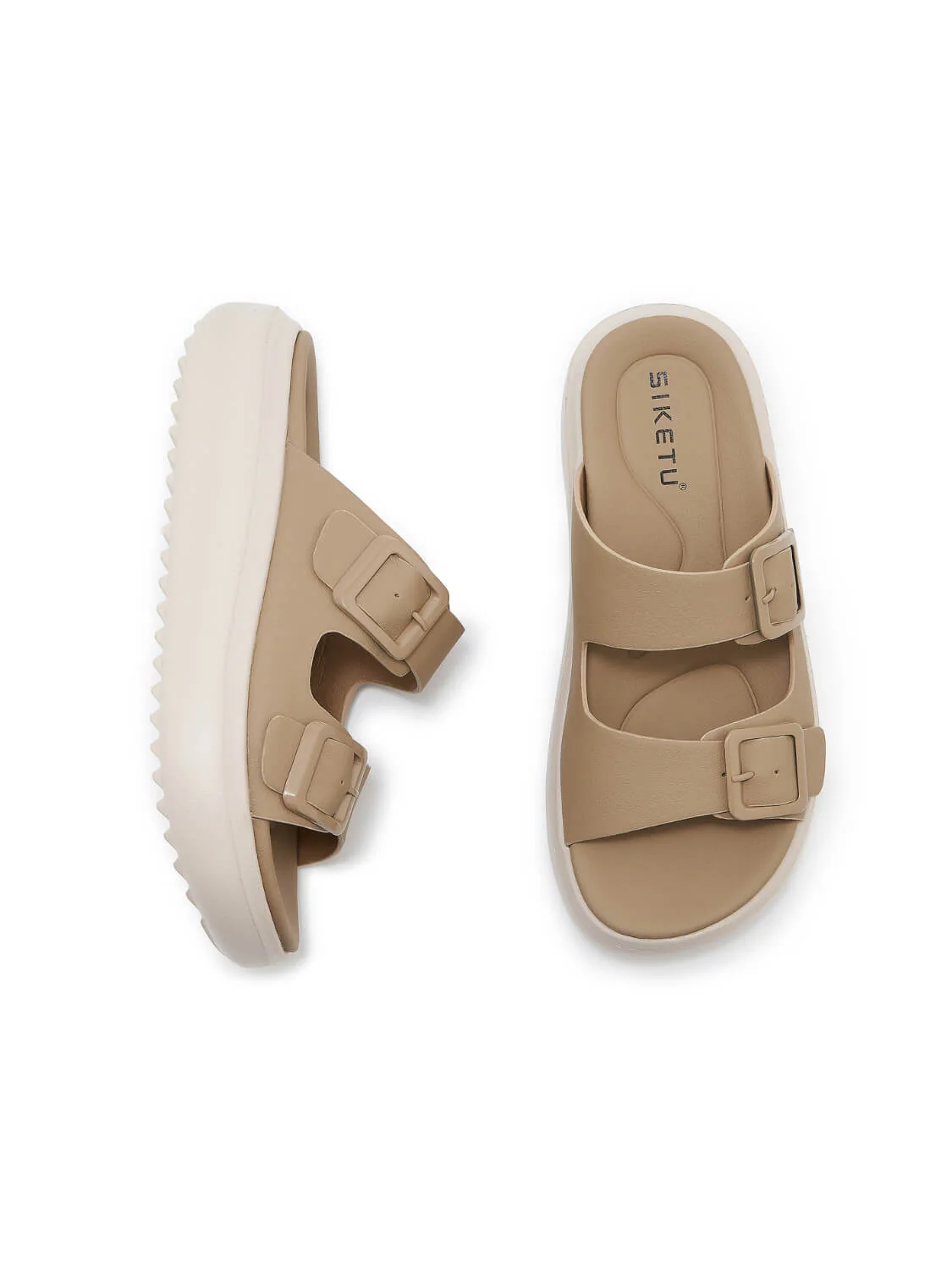 Siketu | Kaylah Platform Cushioned Buckle Sandals - khaki - Image 6