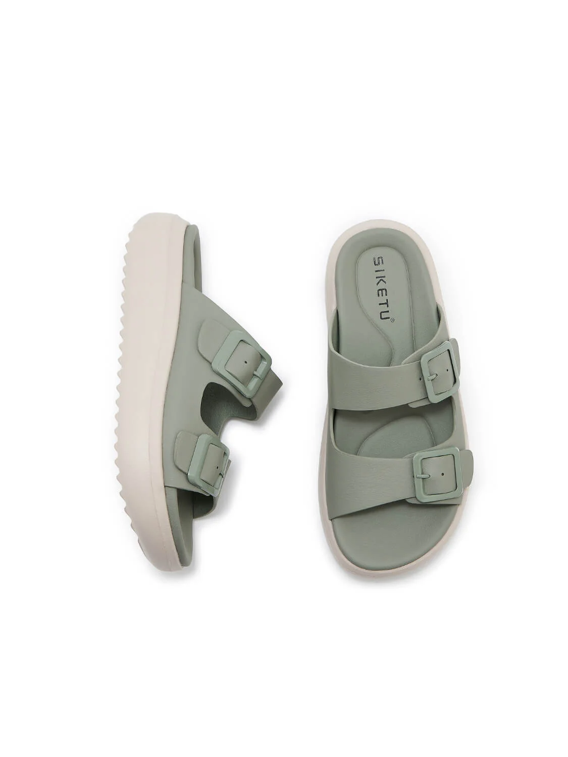 Siketu | Kaylah Platform Cushioned Buckle Sandals - sage - Image 5