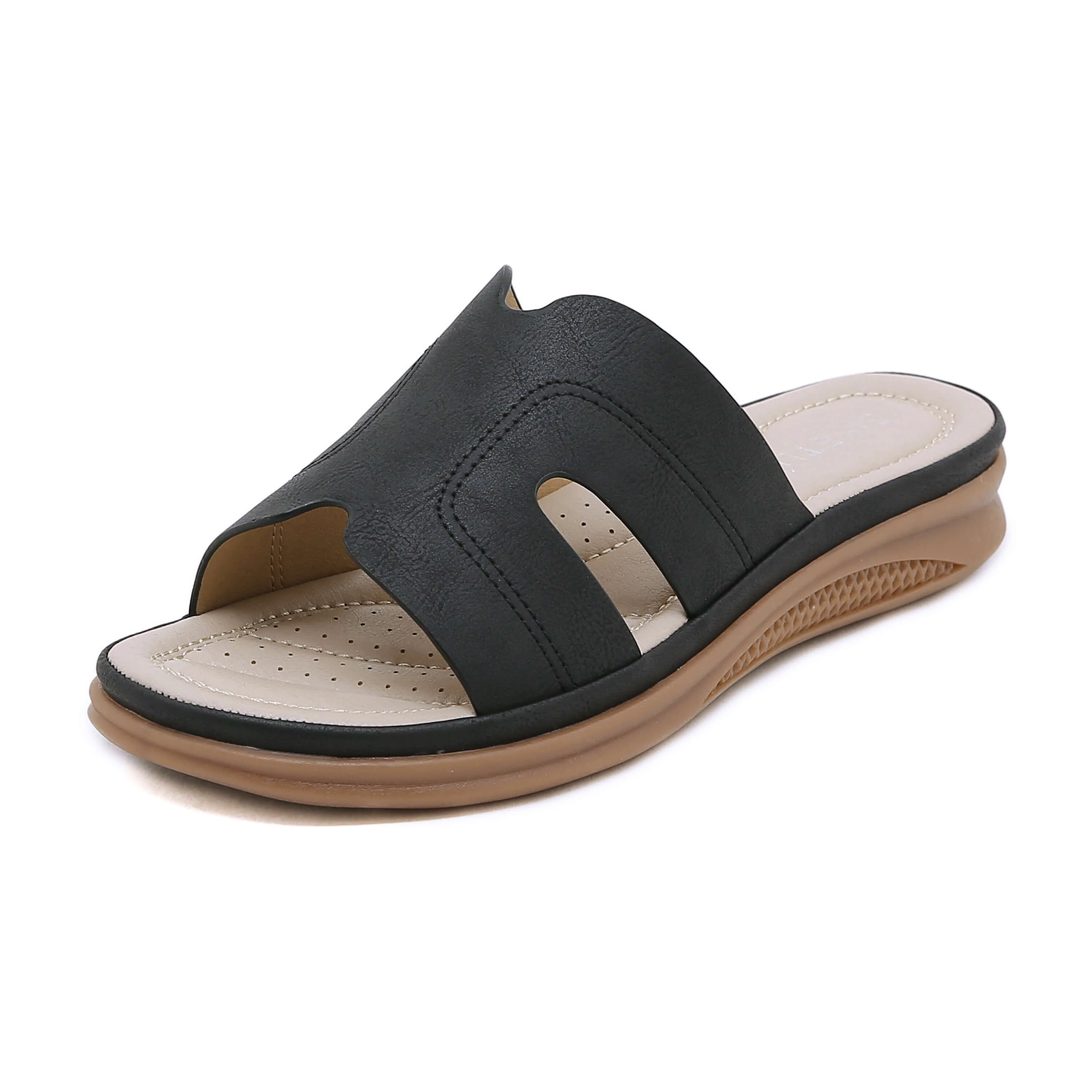 Siketu | Off the Coast Cushioned Flat Sandals - Black - Image 2