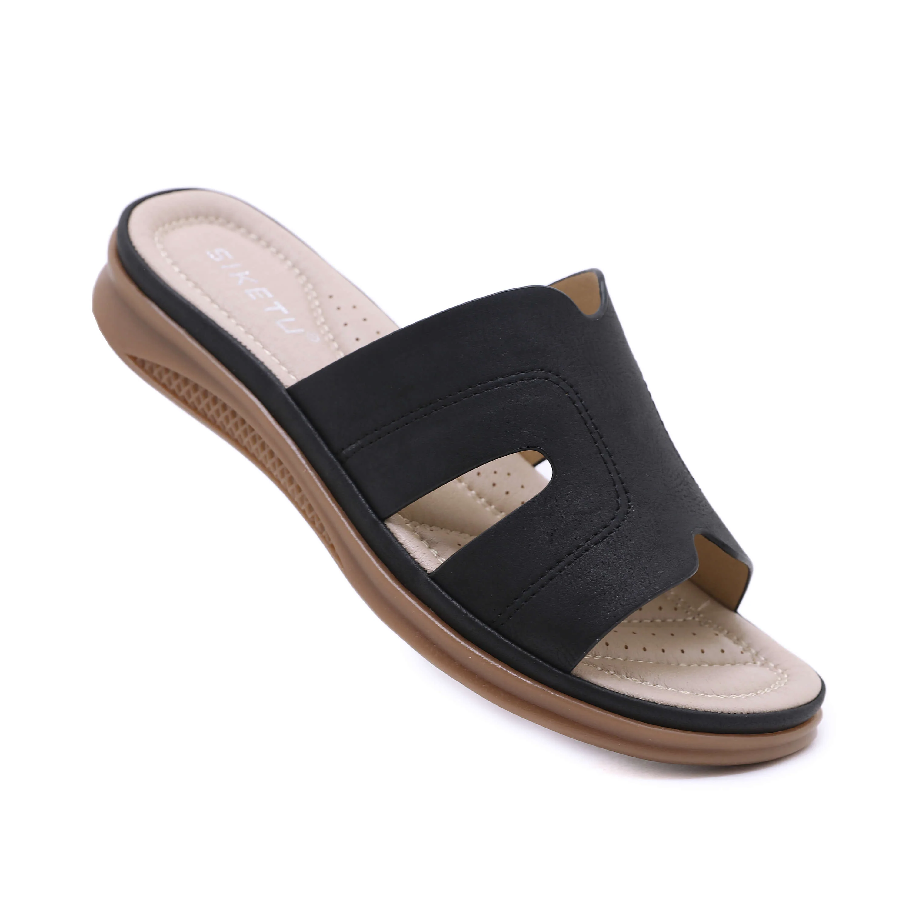 Siketu | Off the Coast Cushioned Flat Sandals - Black - Image 3