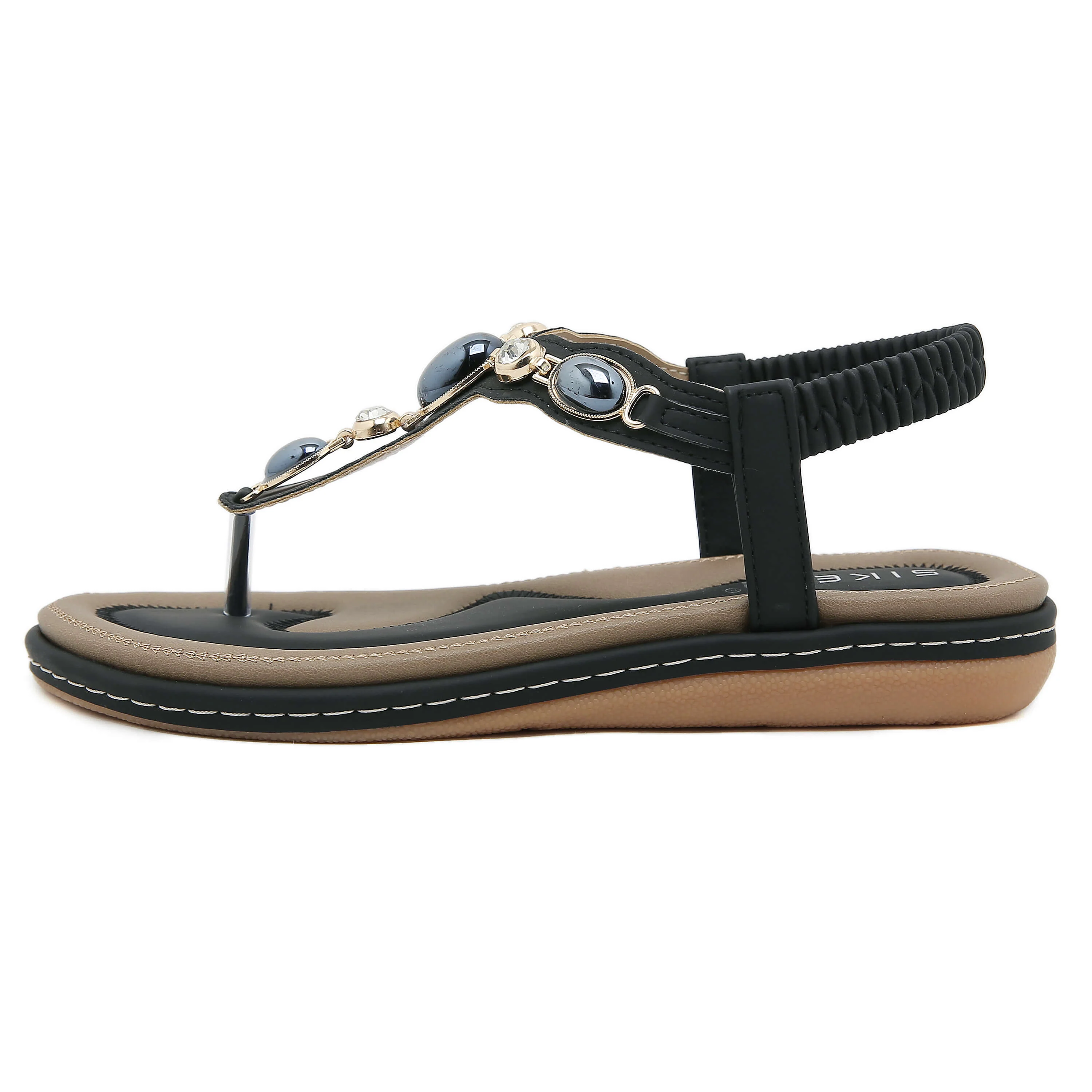 Siketu | Pearl Beaded Thong Sandal - black - Image 4
