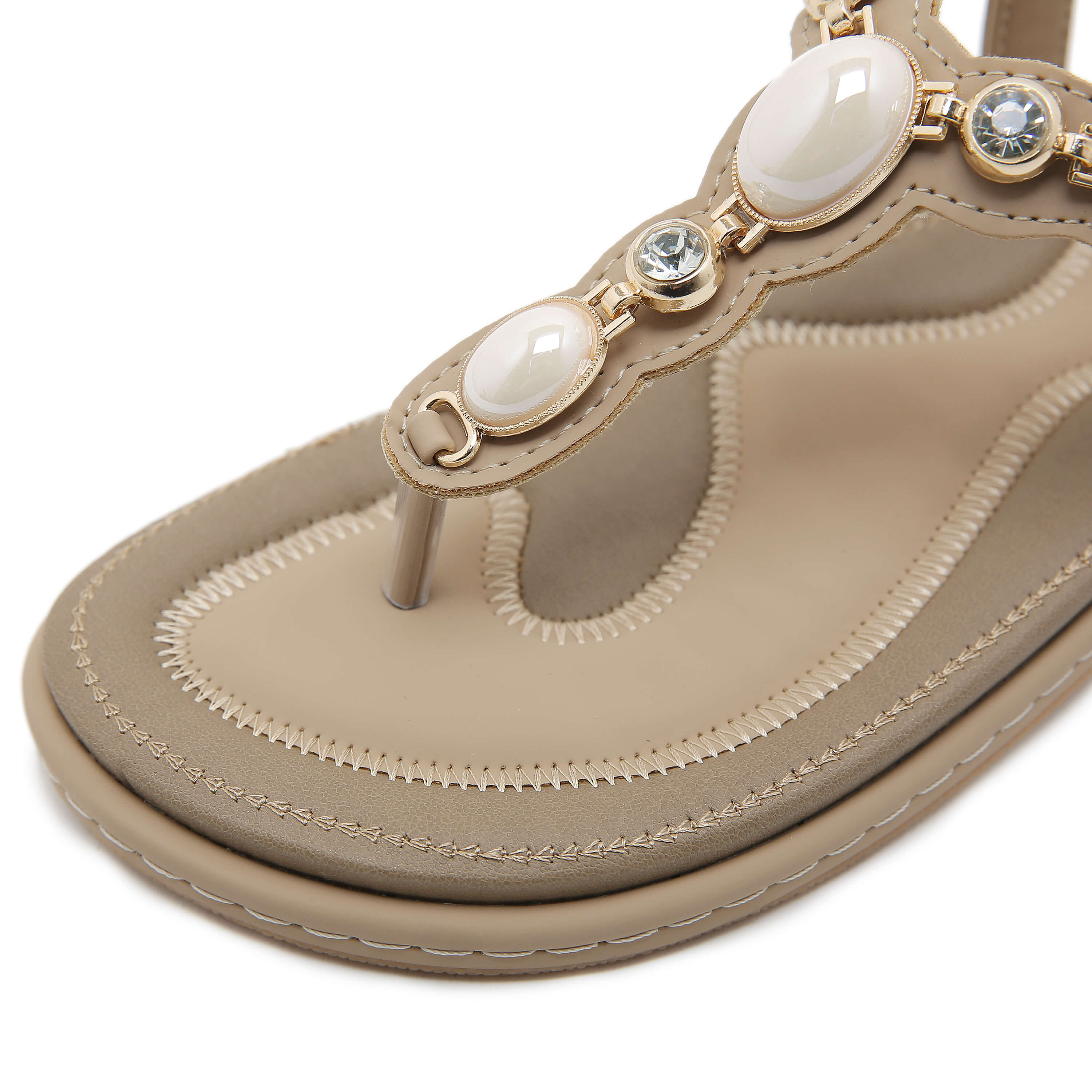 Siketu | Pearl Beaded Thong Sandal - taupe - Image 6