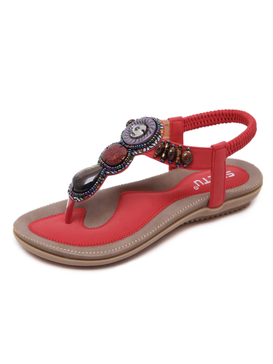 SIKETU | RED MARBLE BEADED SANDAL - Image 3