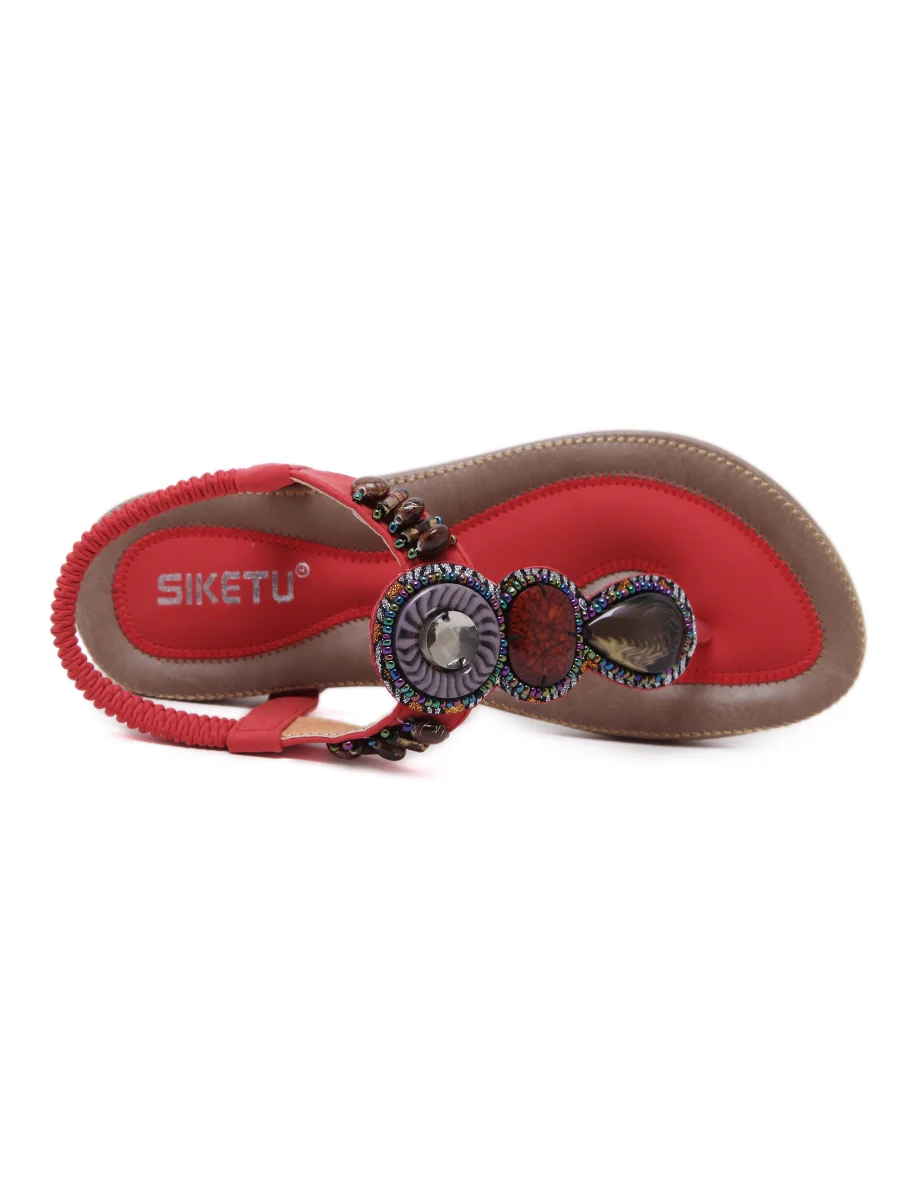 SIKETU | RED MARBLE BEADED SANDAL - Image 4