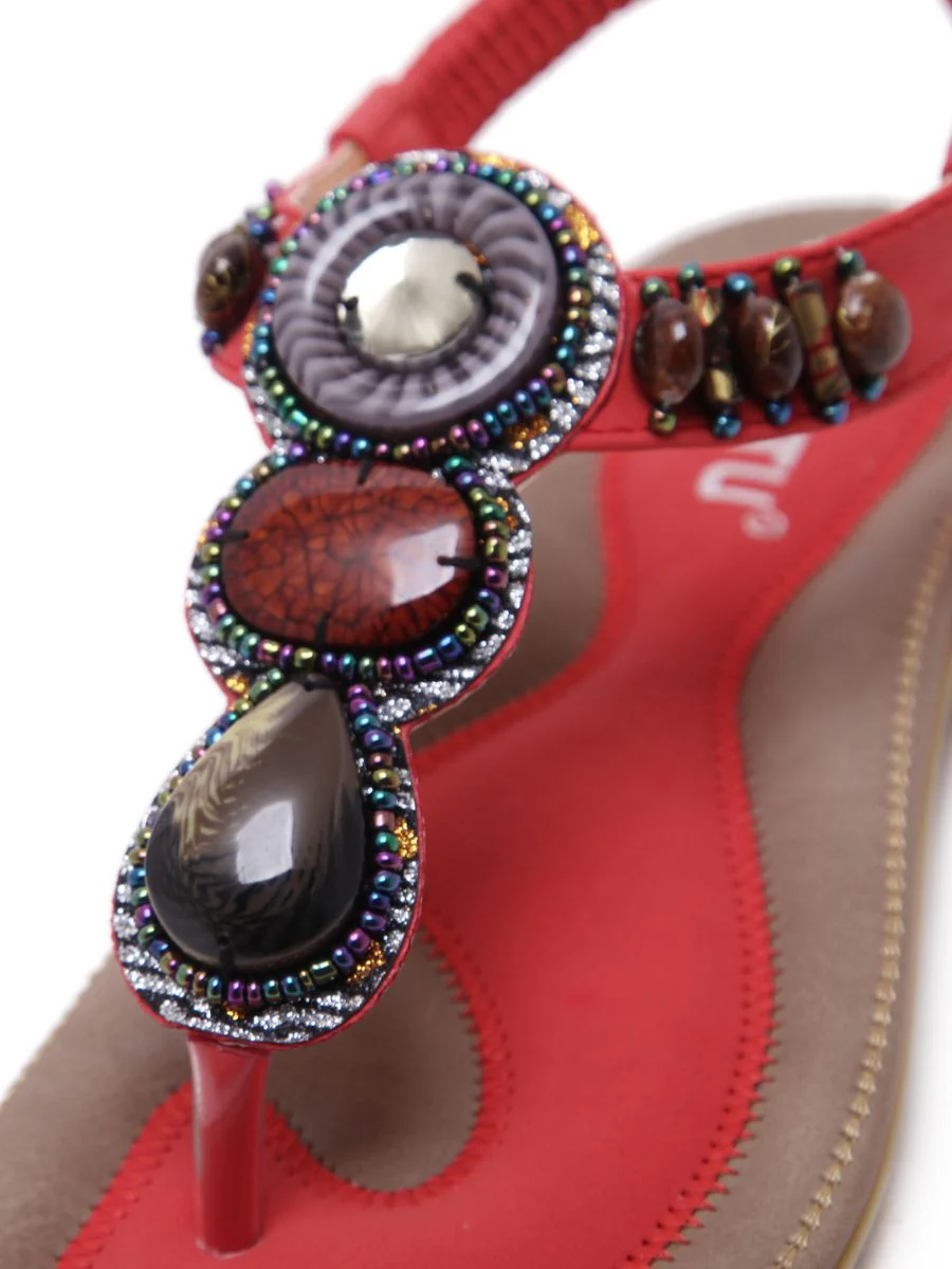 SIKETU | RED MARBLE BEADED SANDAL - Image 7