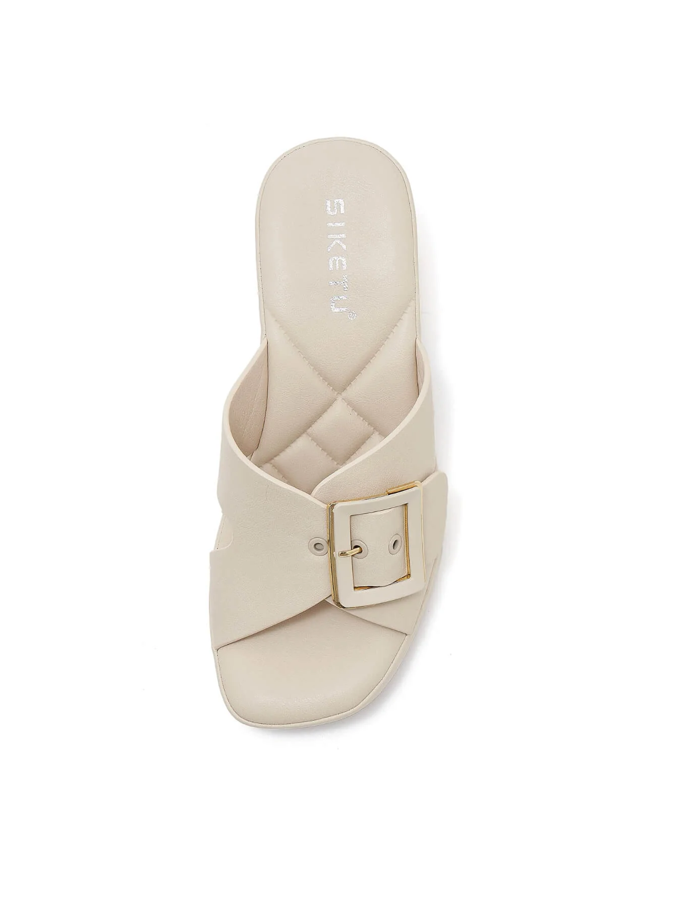 Siketu | Tetra Crisscross Buckled Block Heeled Sandals - cream - Image 4