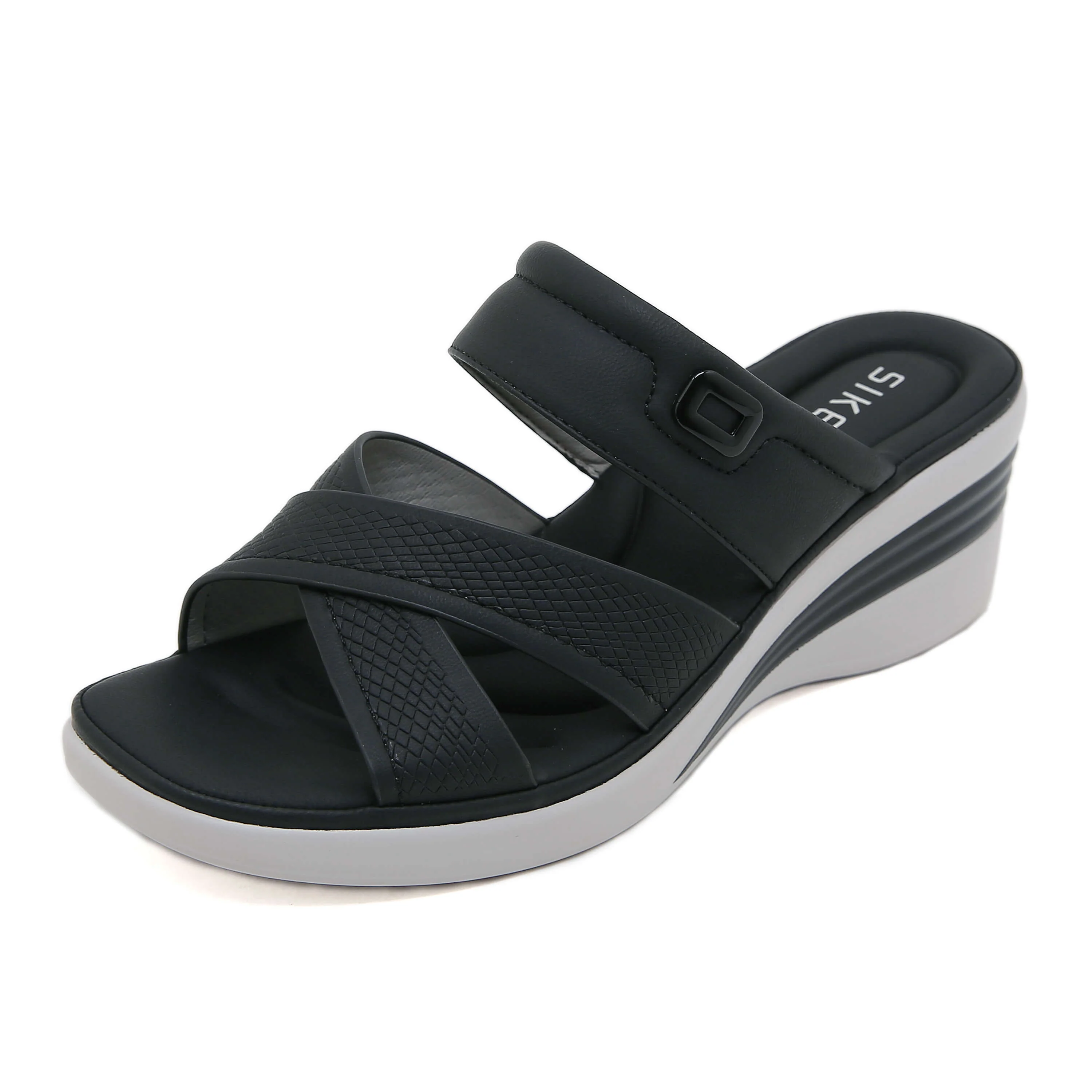 Siketu | Tetra Cushioned Wedge Sandal - Black - Image 2
