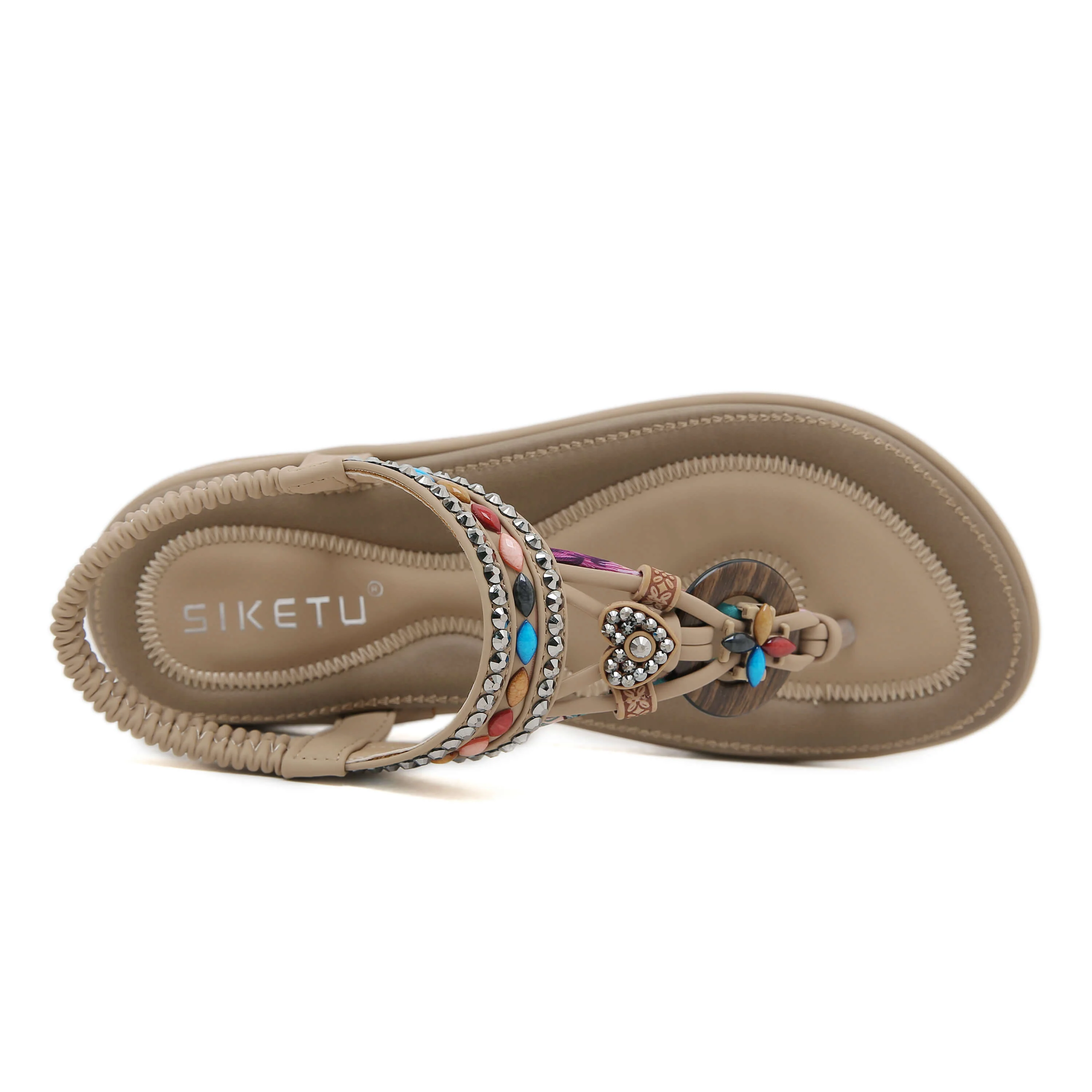 Siketu | Wander Beaded Thong Sandal - beige - Image 3