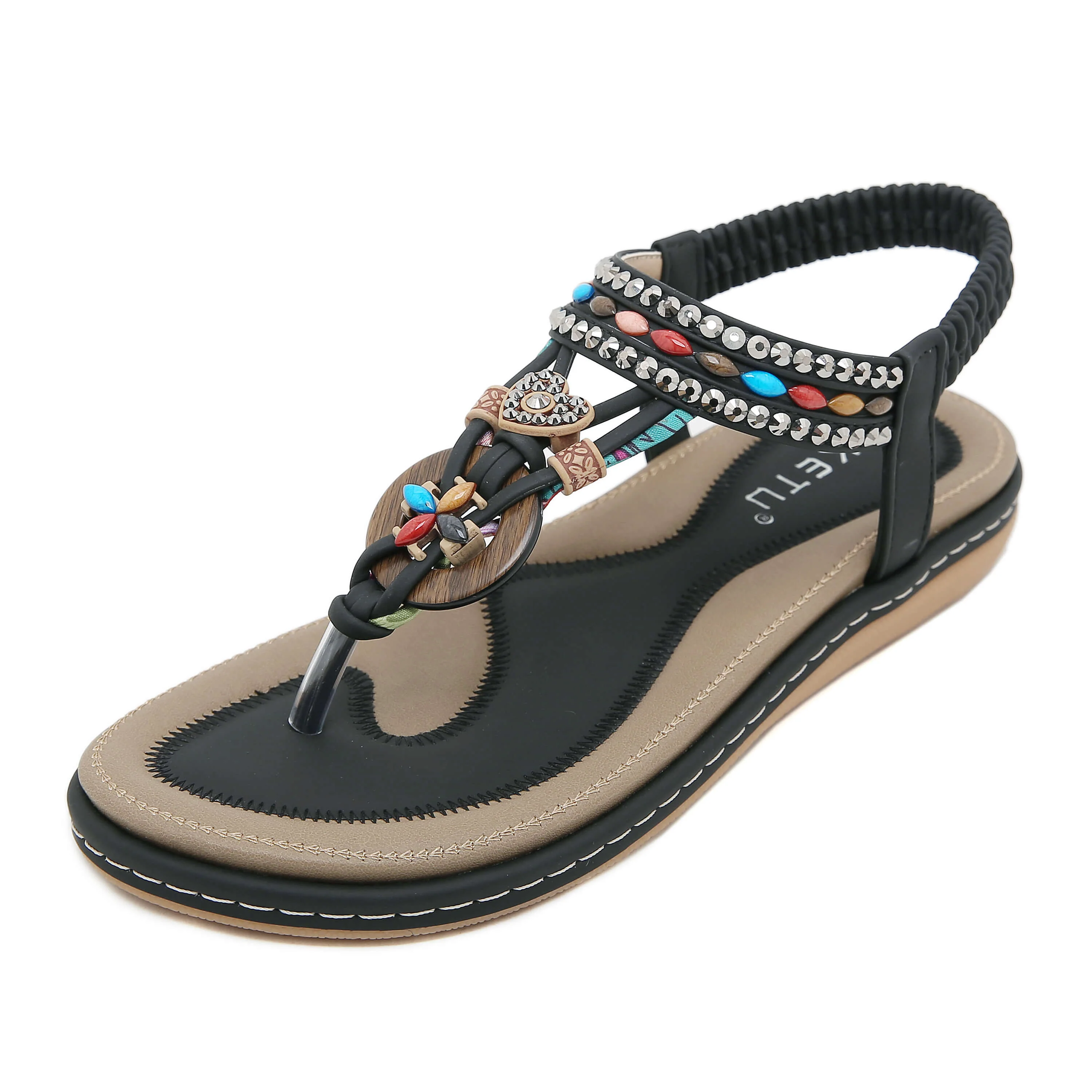 Siketu | Wander Beaded Thong Sandal - black - Image 2